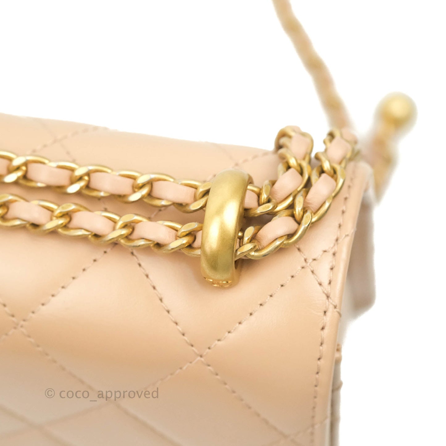 Chanel Quilted Perfect Fit Adjustable Beige Calfskin Gold Hardware 21A