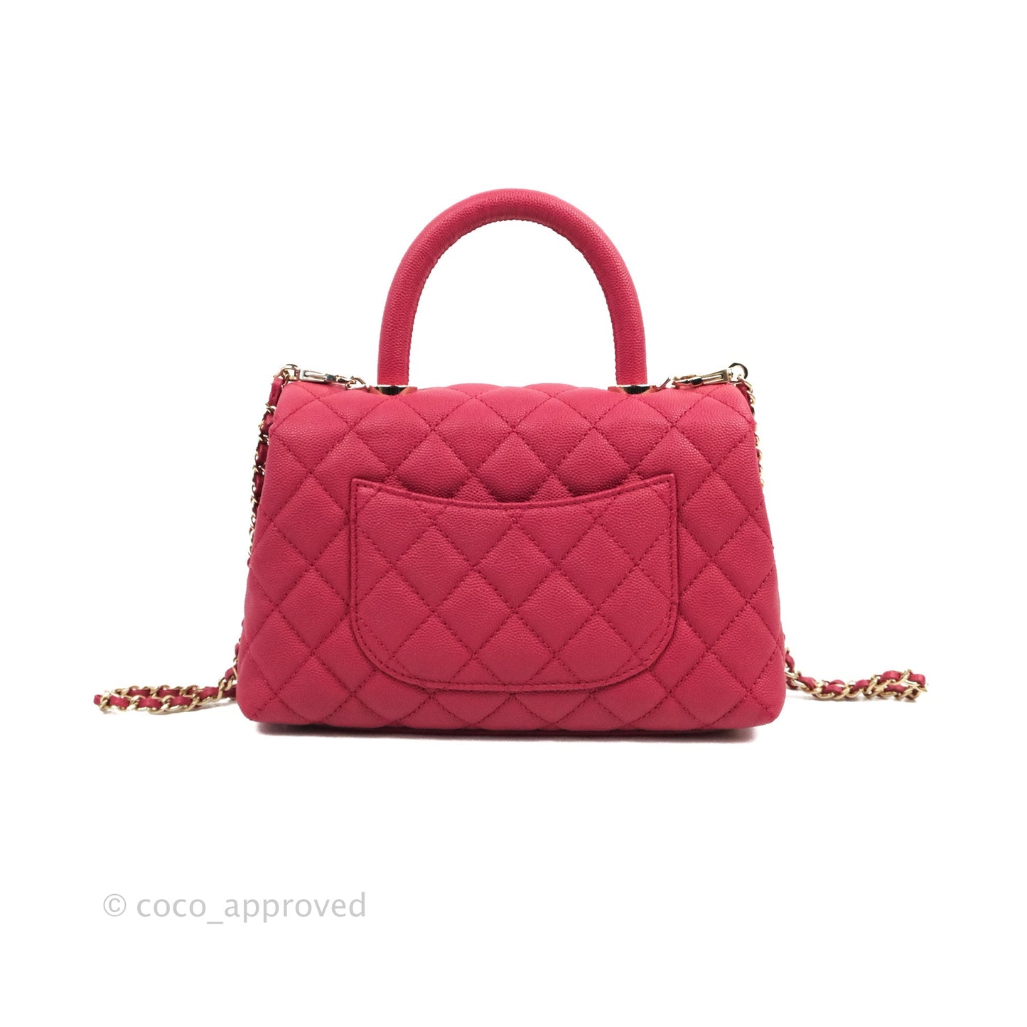Chanel Small Coco Handle Quilted Cherry Red Caviar Gold Hardware