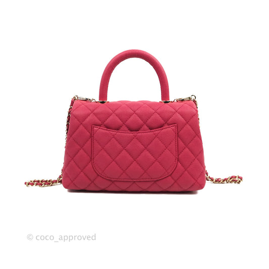Chanel Small Coco Handle Quilted Cherry Red Caviar Gold Hardware