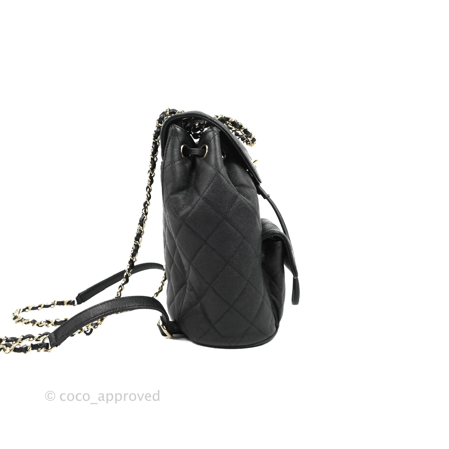 Chanel Quilted Black Caviar Duma Backpack Bag Gold Hardware