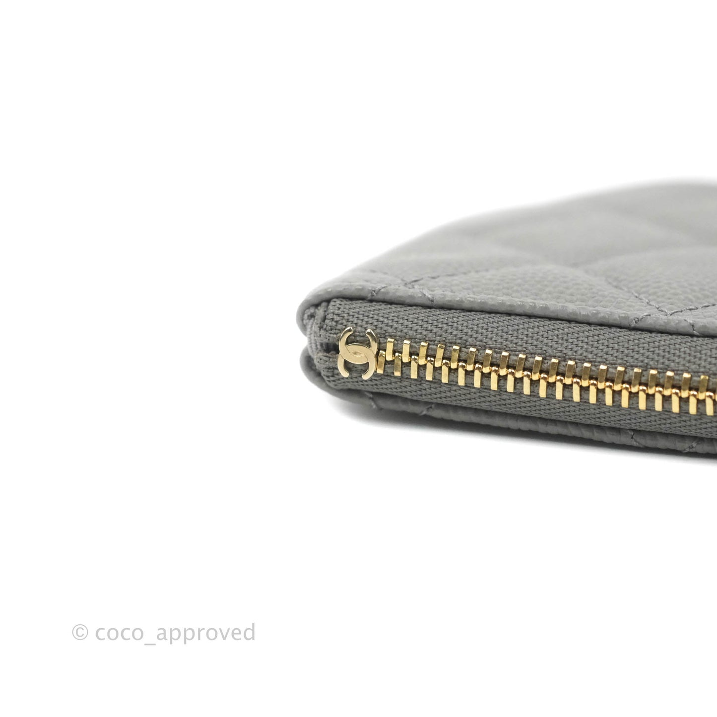 Chanel Quilted Mini O Case Grey Caviar Silver Hardware
