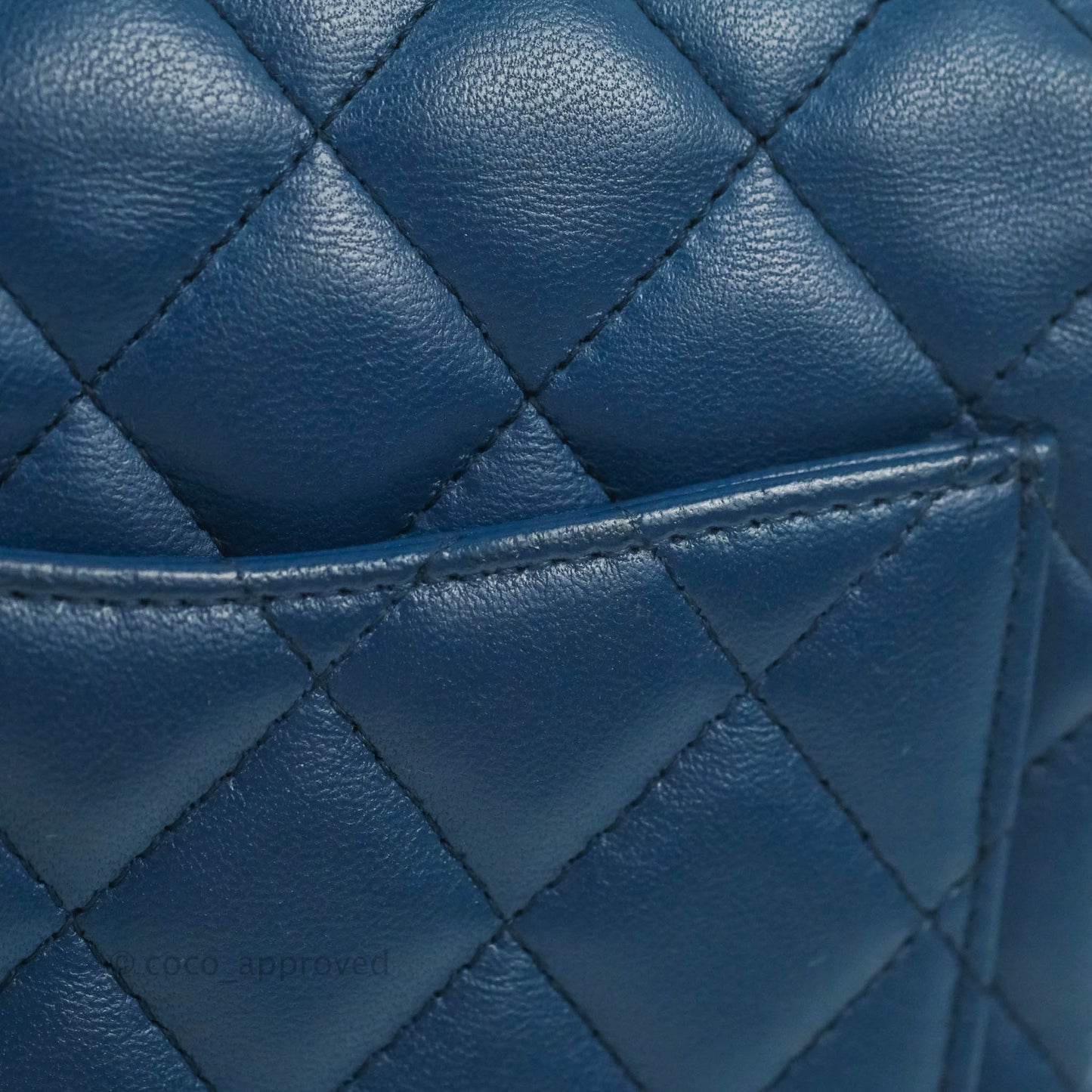 Chanel Quilted Mini Square Blue Lambskin Gold Hardware