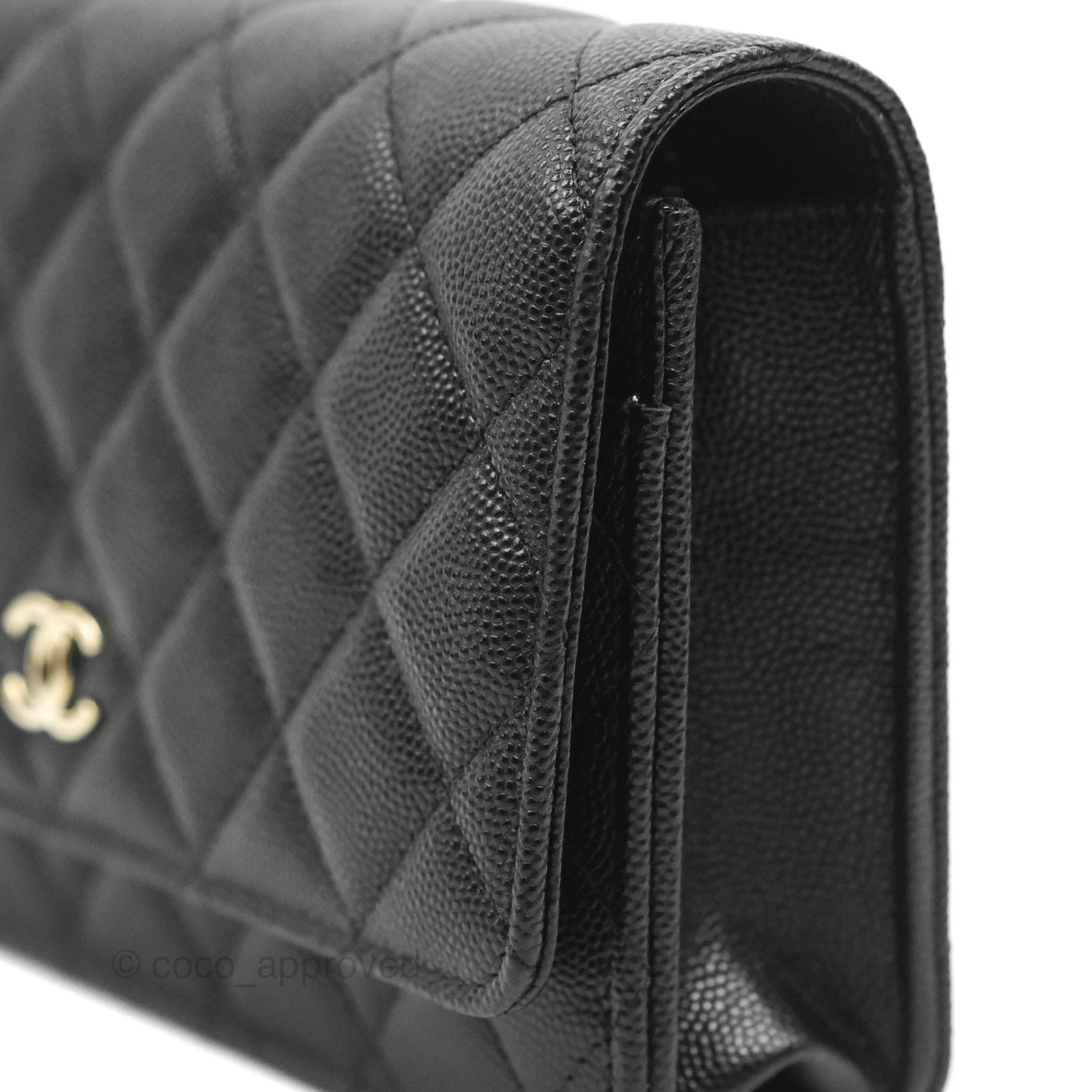 Chanel Quilted WOC Black Caviar Gold Hardware With Charms