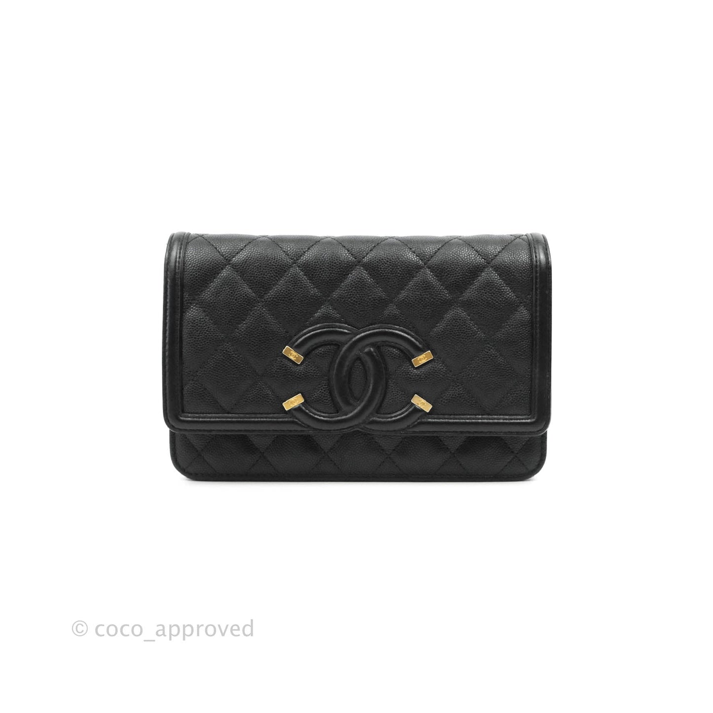 Chanel Filigree Wallet on Chain WOC Black Caviar Gold Hardware