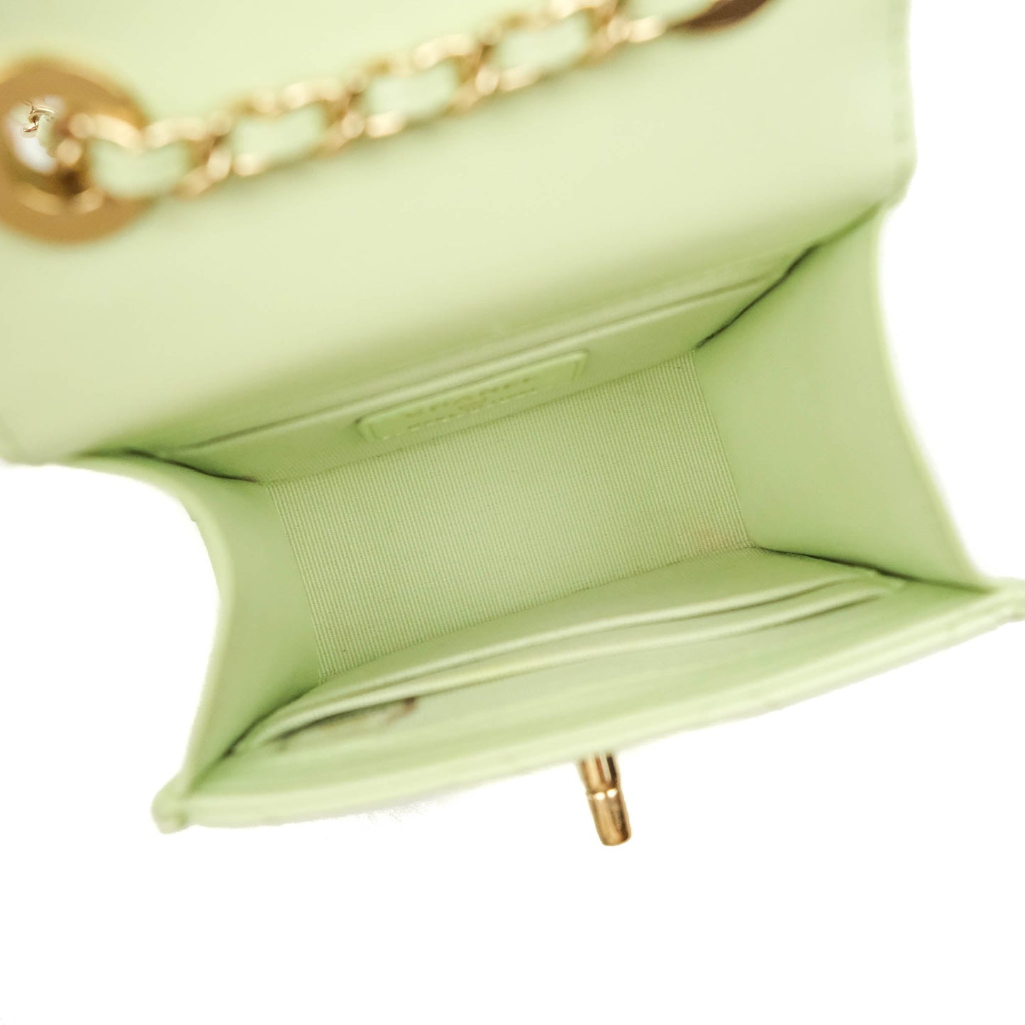 Chanel Mini Quilted Trendy CC Clutch With Chain Light Green Lambskin Gold Hardware