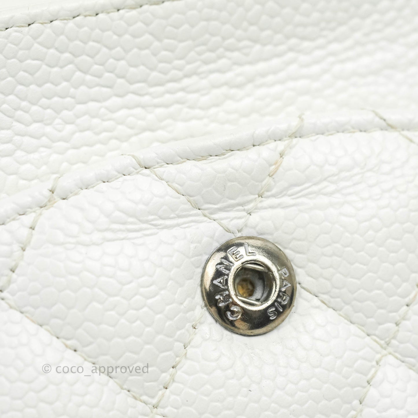 Chanel Classic M/L Medium Double Flap White Caviar Silver Hardware