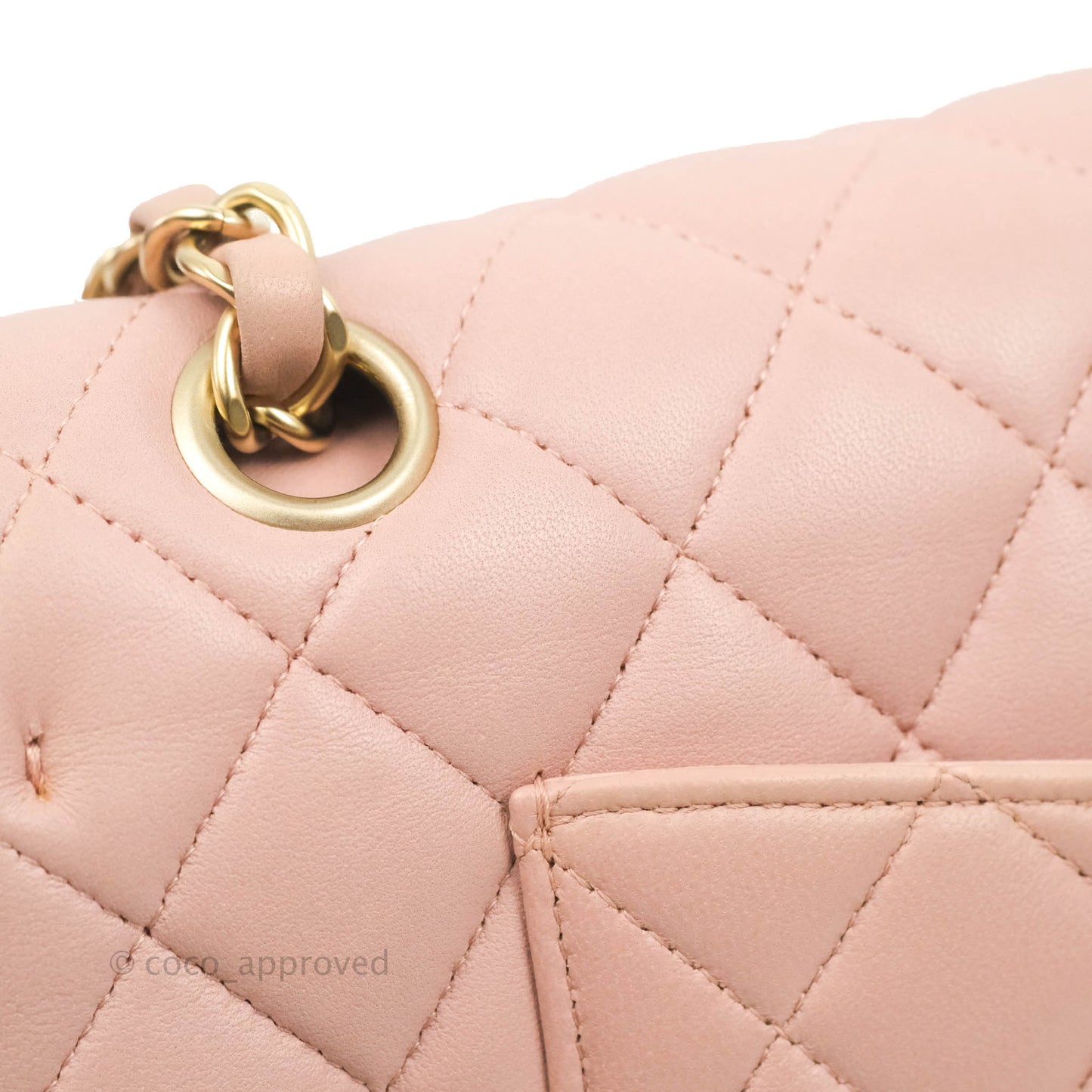 Chanel Classic M/L Medium Flap Quilted Light Pink Lambskin Matte Gold Hardware