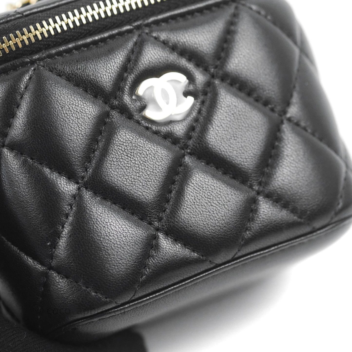 Chanel Mini Vanity With Chain Black Lambskin Gold Hardware