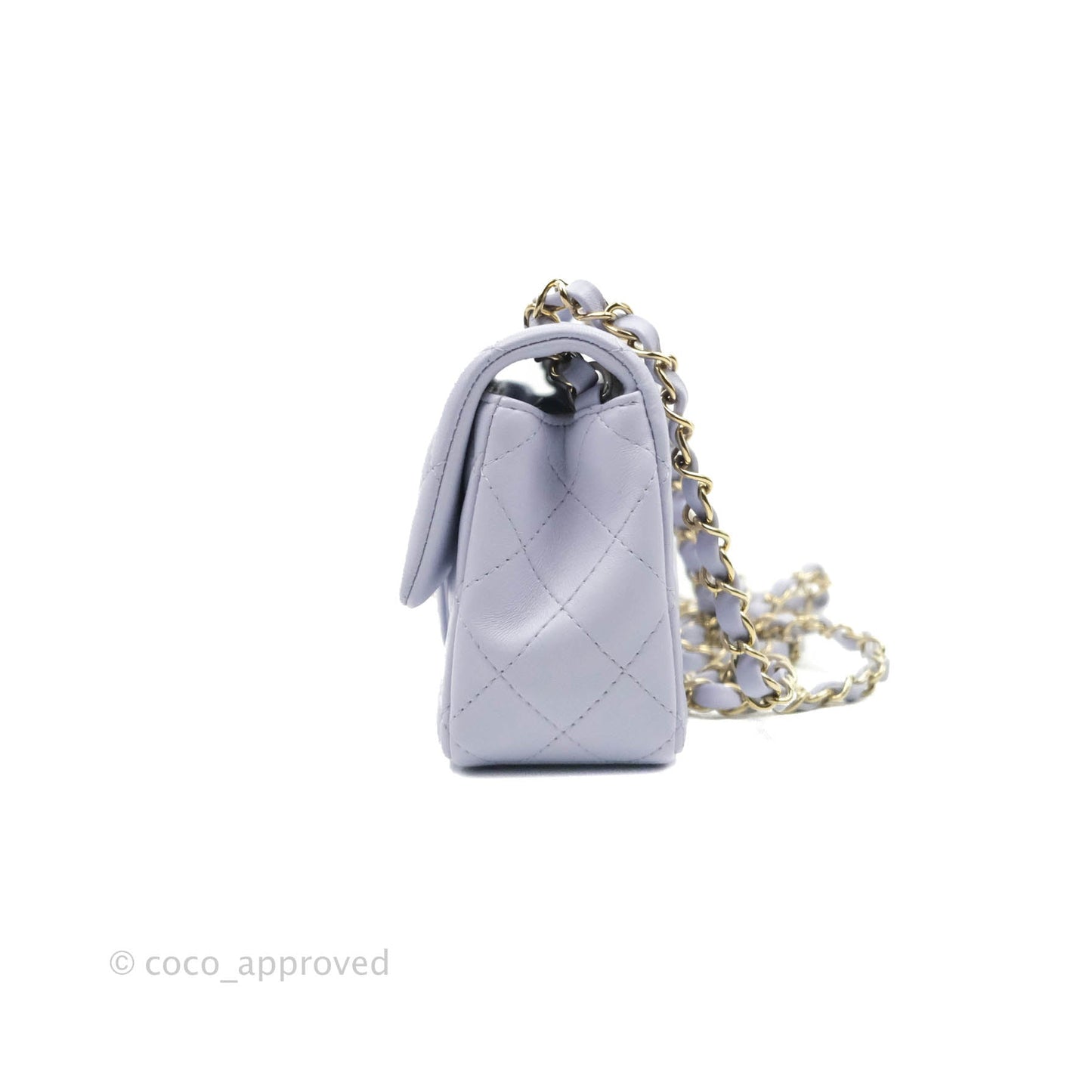 Chanel Quilted Mini Rectangular Lilac Lambskin Gold Hardware 21K