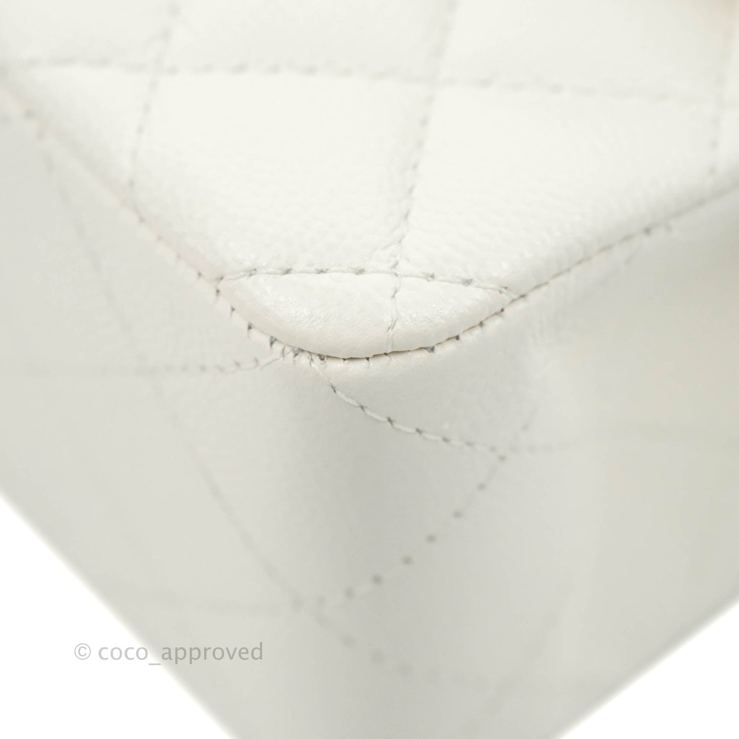 Chanel Small S/M Classic Quilted Flap White Caviar Gold Hardware 21S