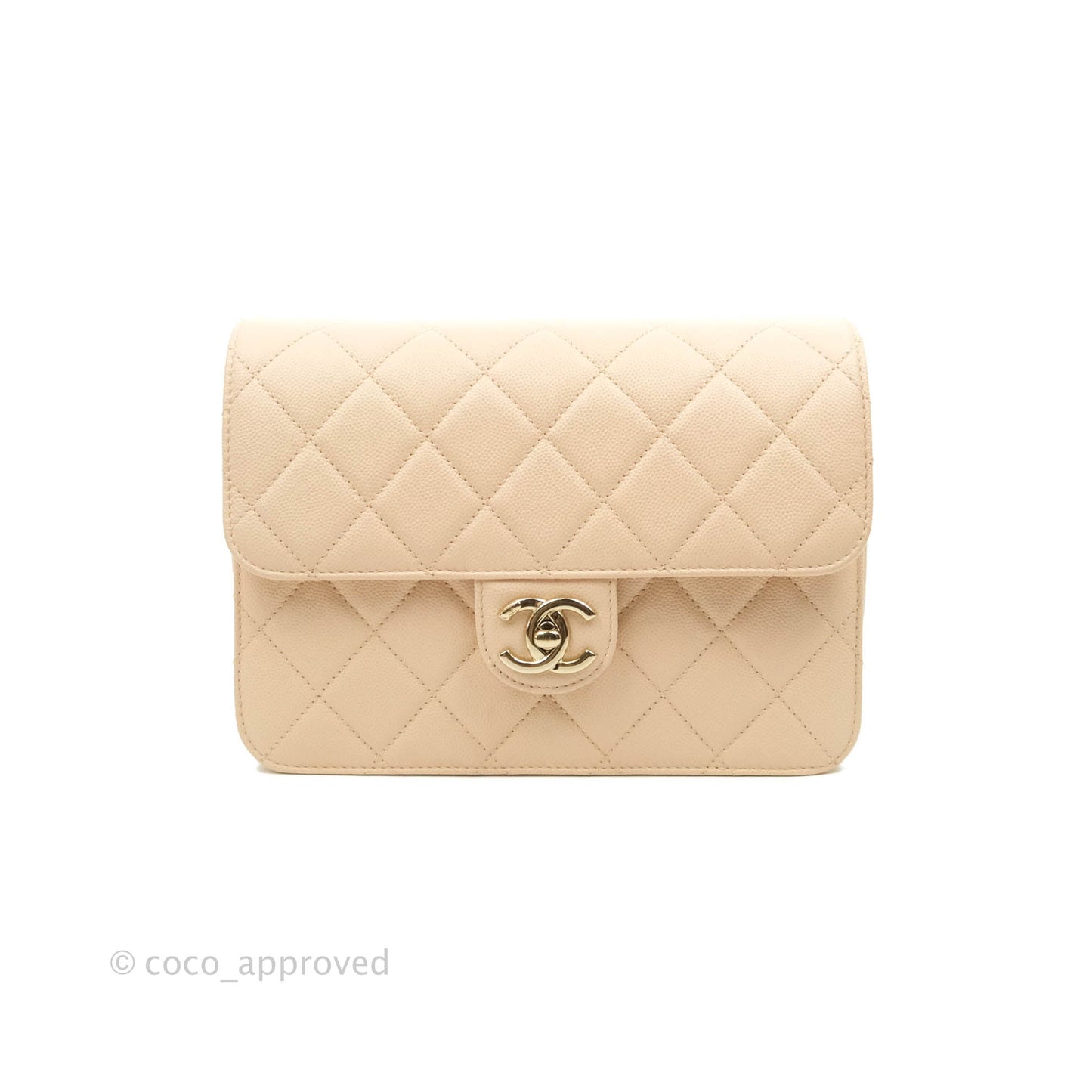 Chanel Quilted Like The Wallet Medium Flap Light Beige Caviar Gold Hardware 22C