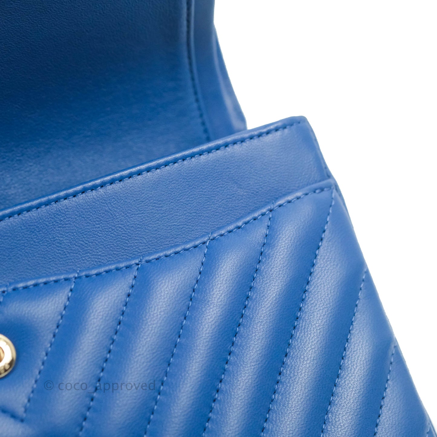 Chanel Classic Chevron S/M Small Double Flap Blue Lambskin Gold Hardware