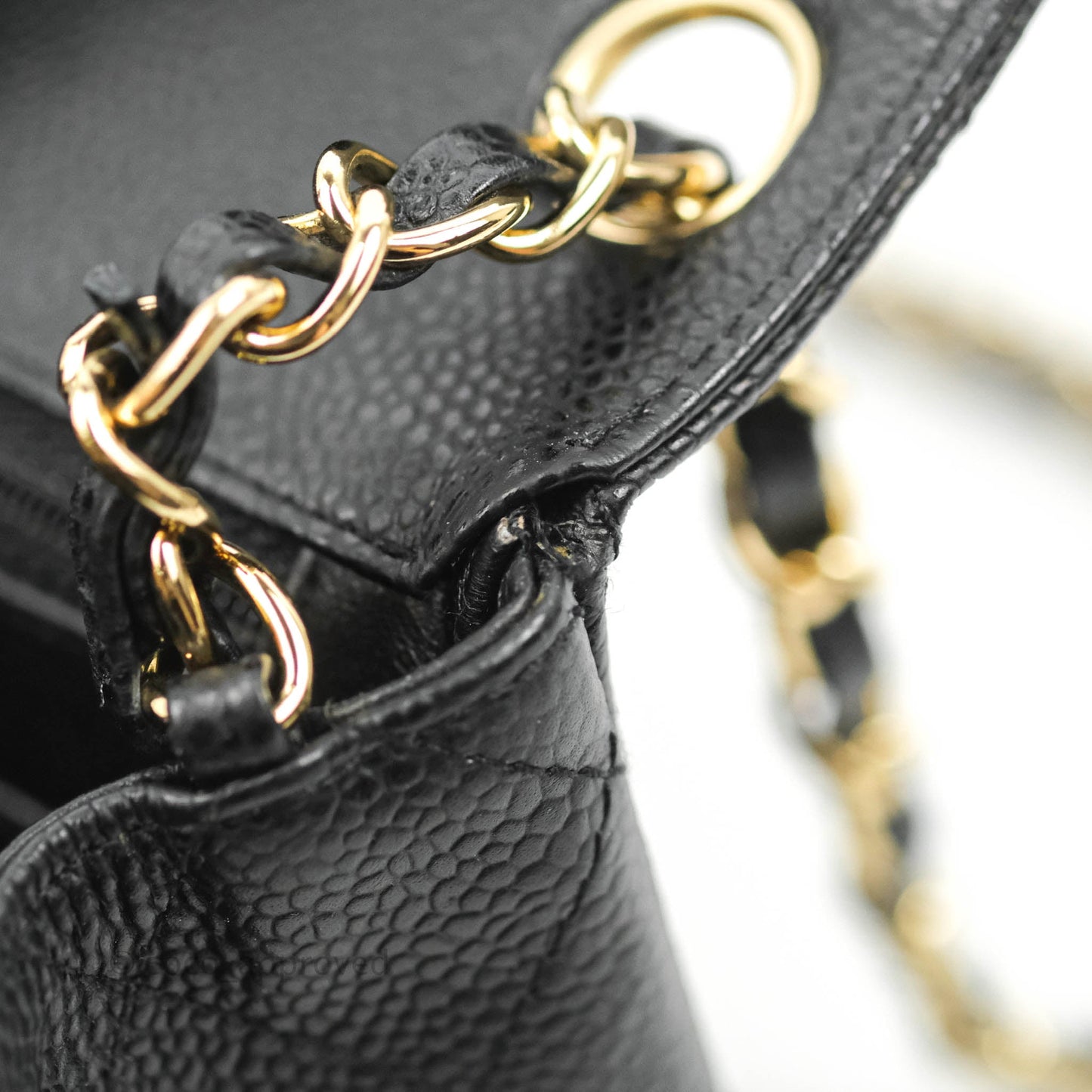 Chanel Quilted Mini Square Flap Bag Black Caviar 24K Gold Hardware