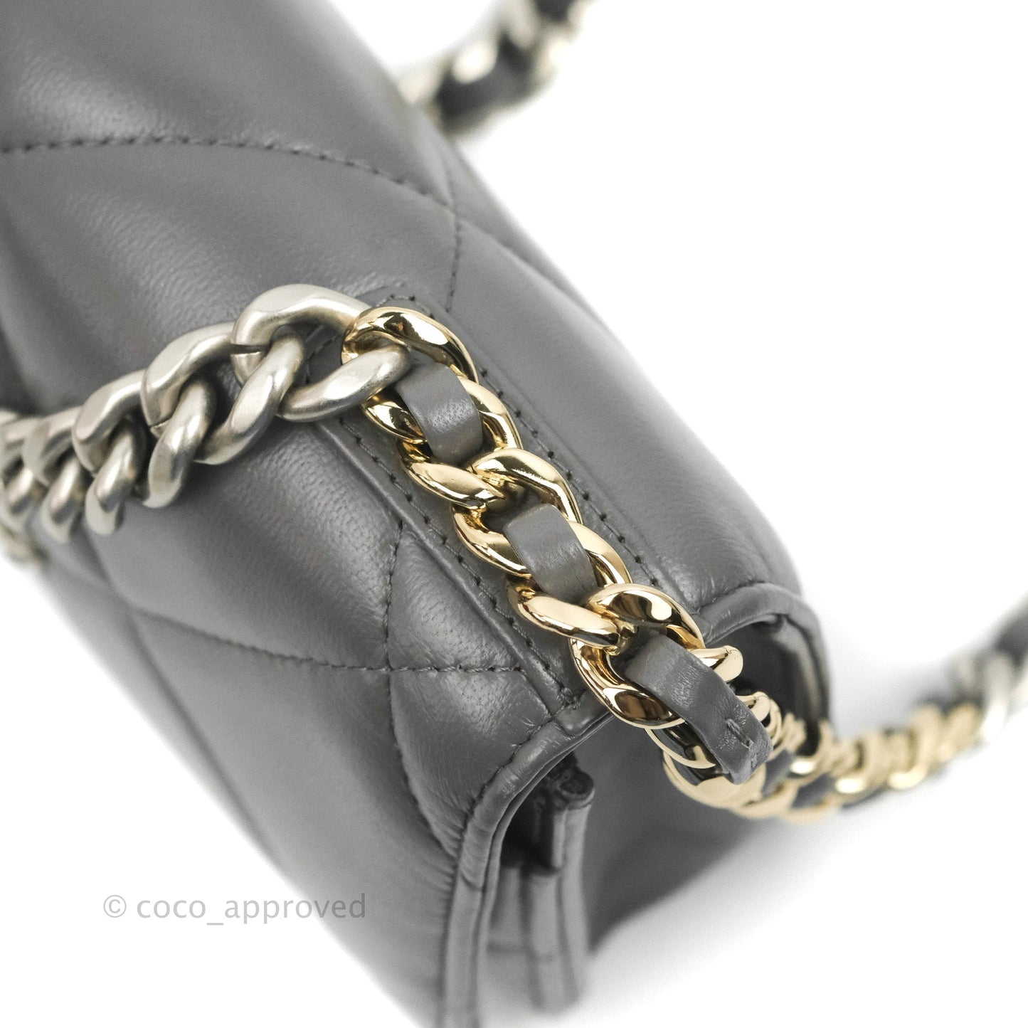 Chanel 19 Wallet on Chain WOC Dark Grey Lambskin Mixed Hardware