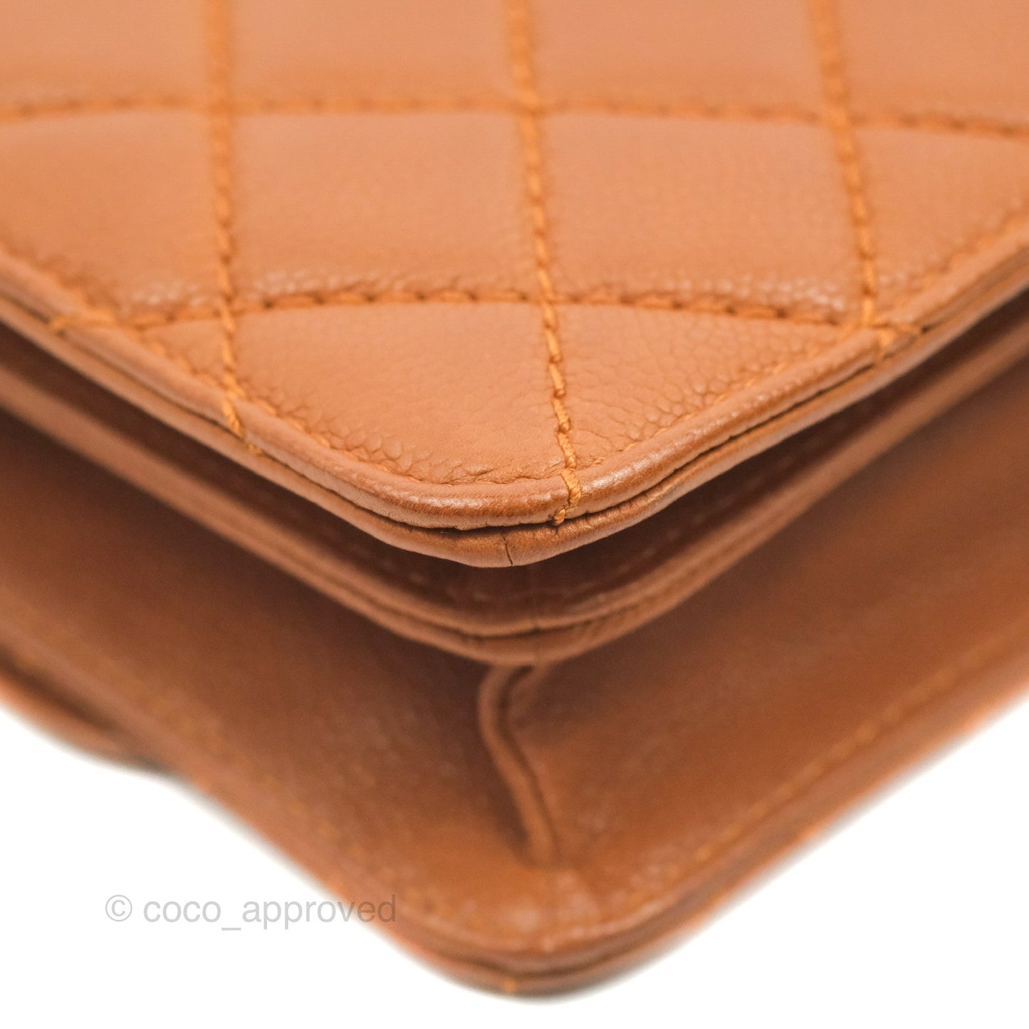 Chanel Flap Bag Quilted Caramel Brown Caviar Ruthenium Hardware