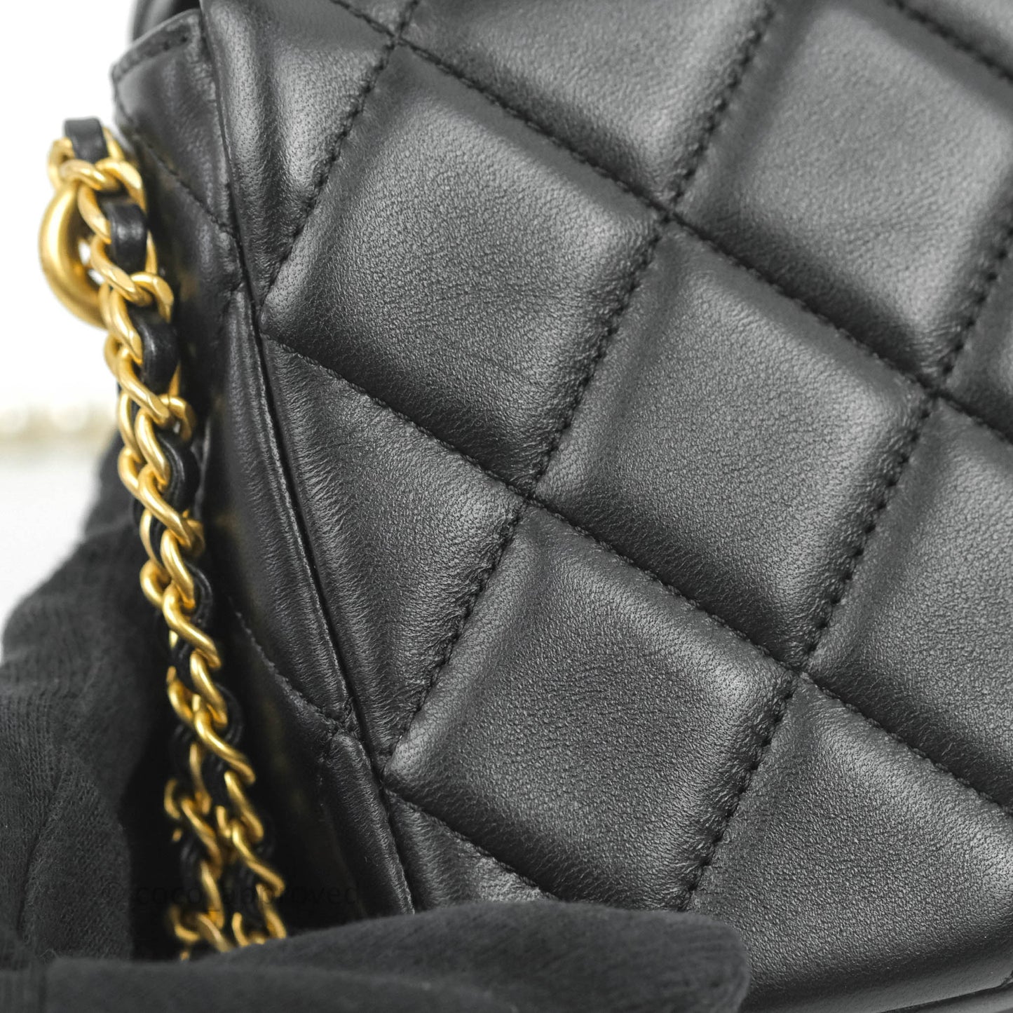 Chanel Quilted My Perfect Mini With Pearl Black Lambskin Gold Hardware