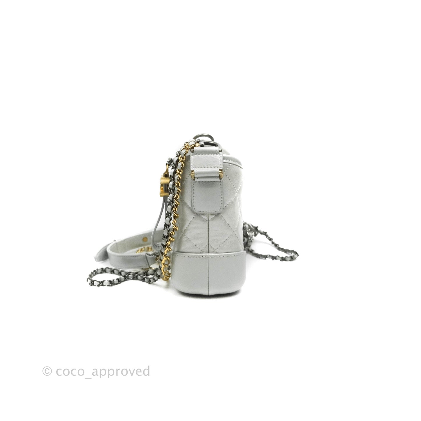 Chanel Small Gabrielle Hobo Bag Metallic Light Silver Aged Calfskin Mixed Hardware 19K