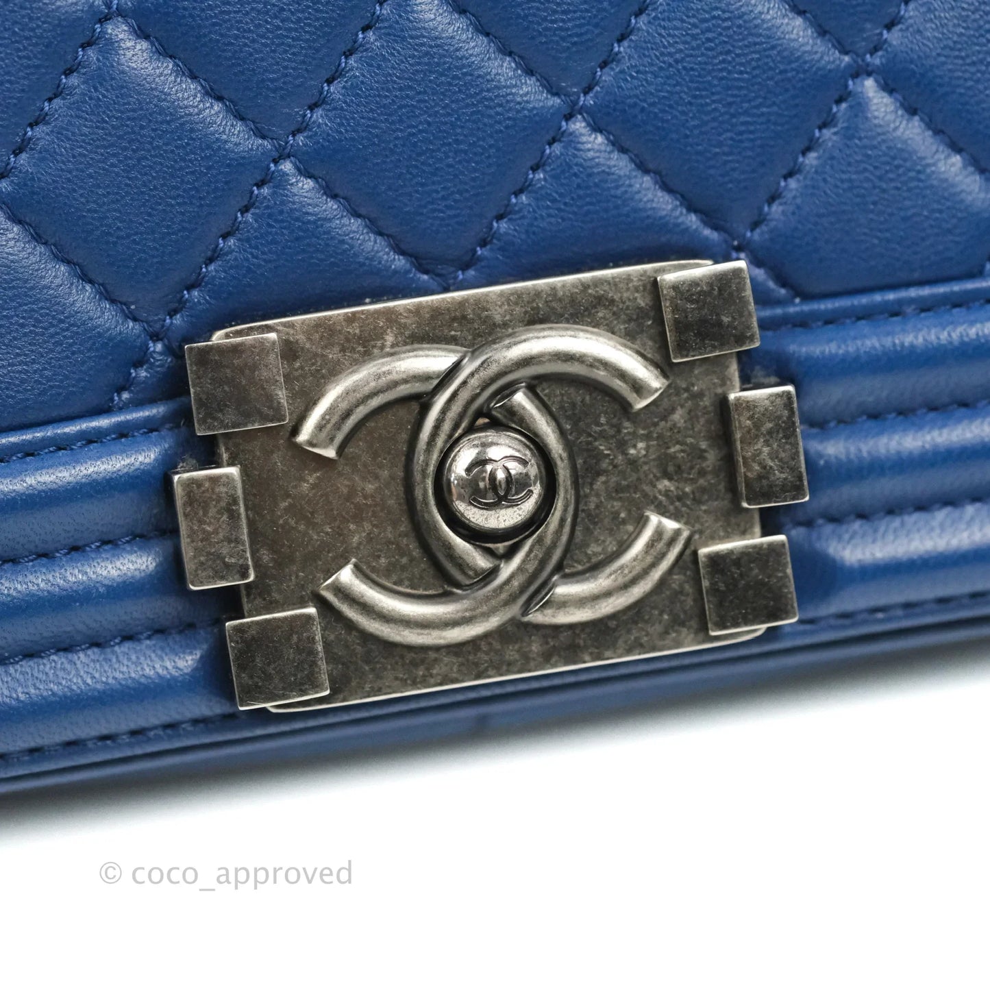 Chanel Quilted Medium Boy Blue Calfskin Ruthenium Hardware