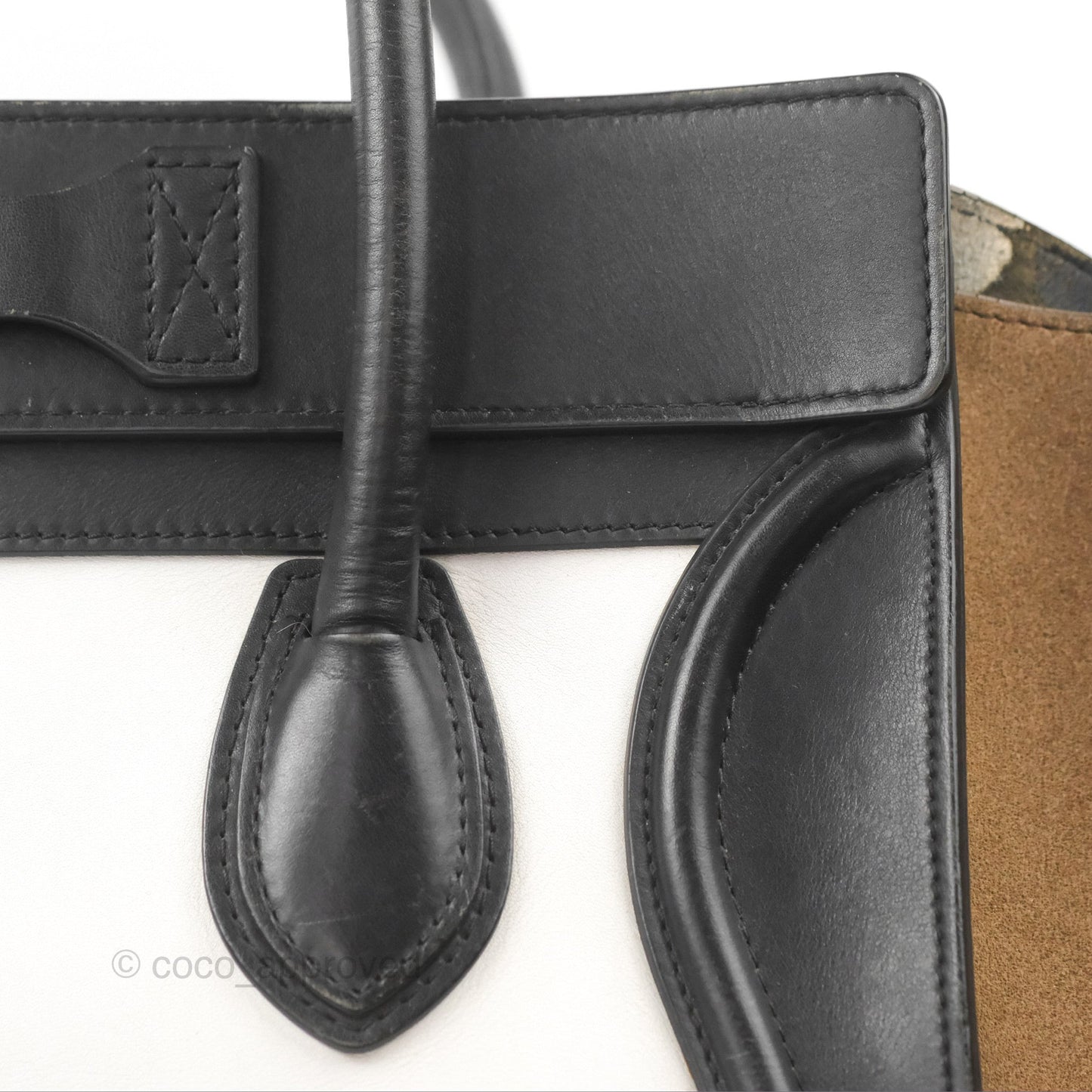 Celine Mini Luggage Bag Black/White/Brown Calfskin
