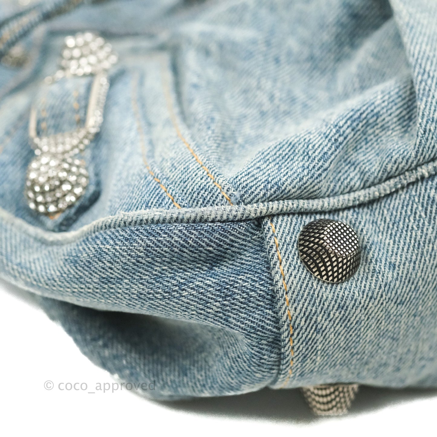 Balenciaga Le Cagole Small Embellished Denim Shoulder Bag