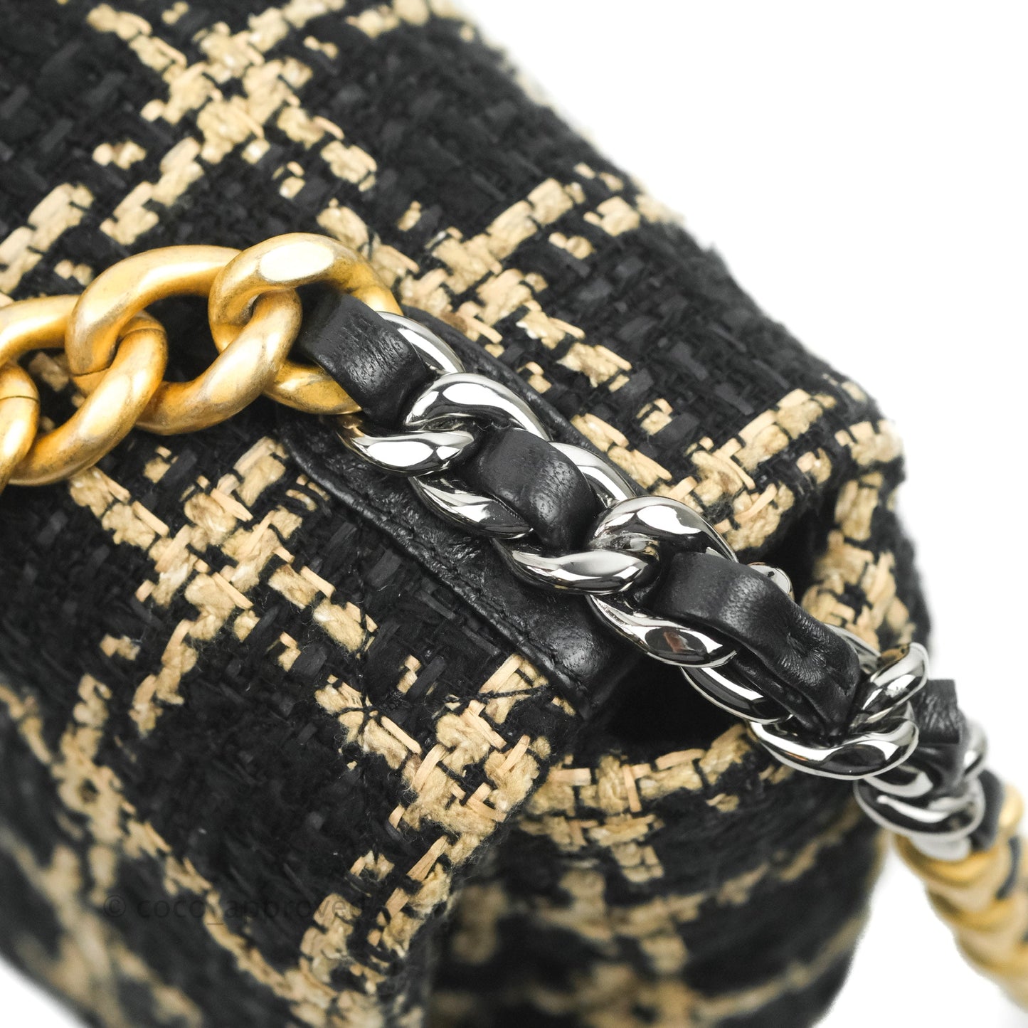 Chanel 19 Small Tweed Black Beige Mixed Hardware