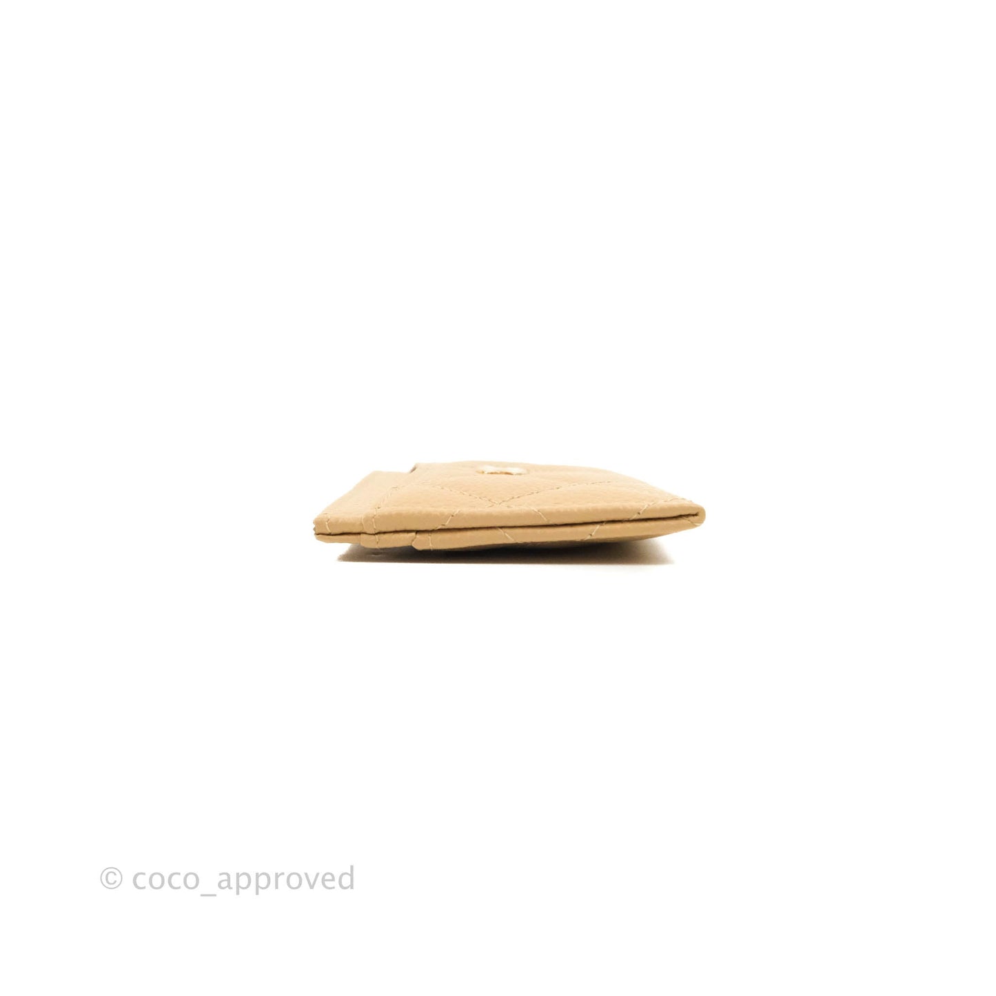 Chanel Classic Flat Card Holder Beige Caviar Gold Hardware
