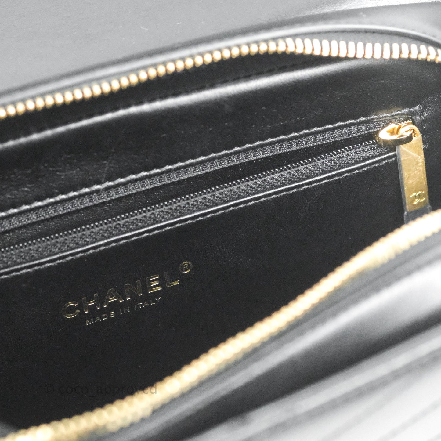 Chanel Medal Envelope Flap Bag Chevron Black Calfskin Aged Gold Hardware