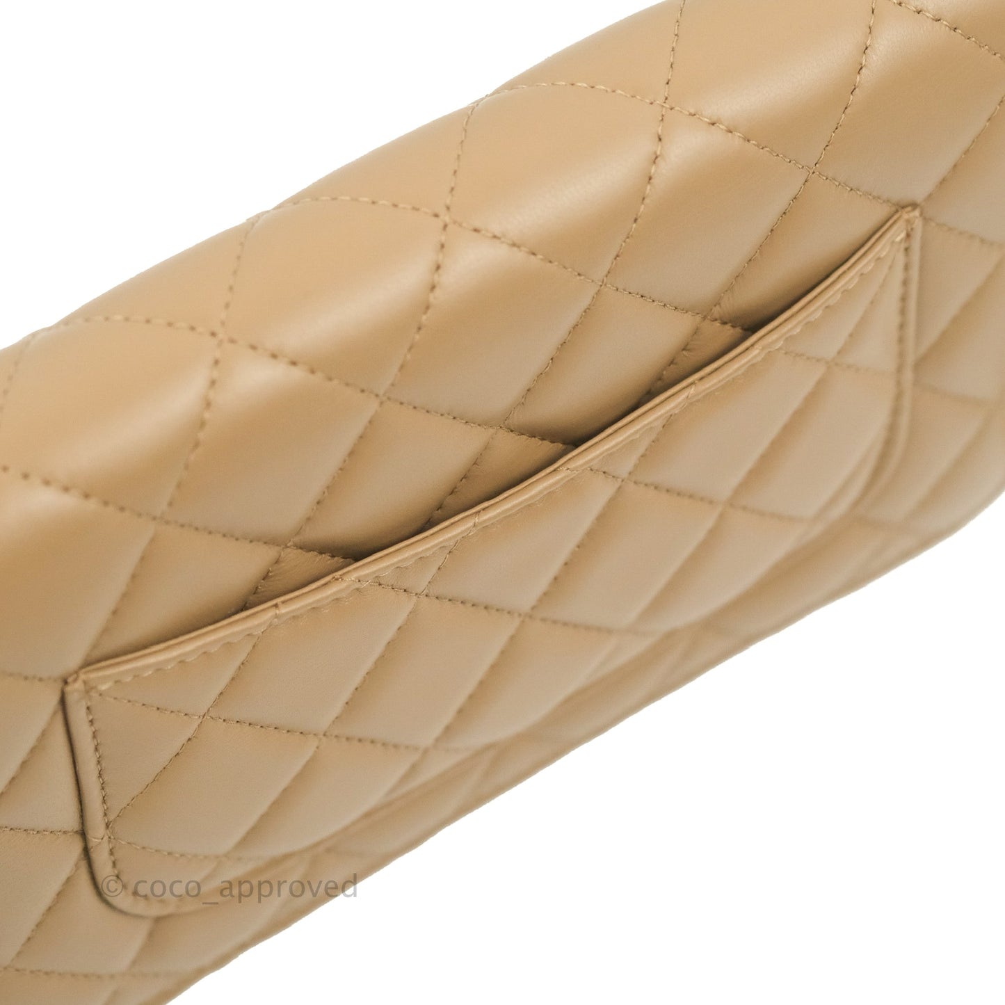Chanel Quilted Pearl Crush Wallet on Chain WOC Beige Lambskin Aged Gold Hardware