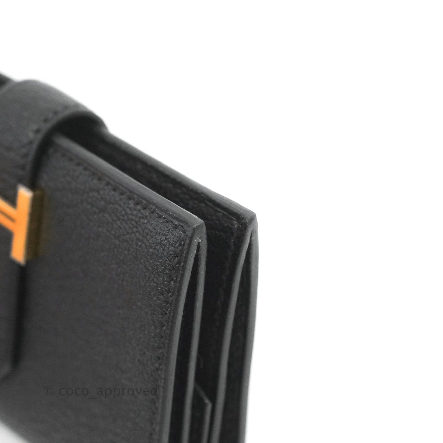 Hermes Bearn Mini Wallet Mysore Black Gold Hardware