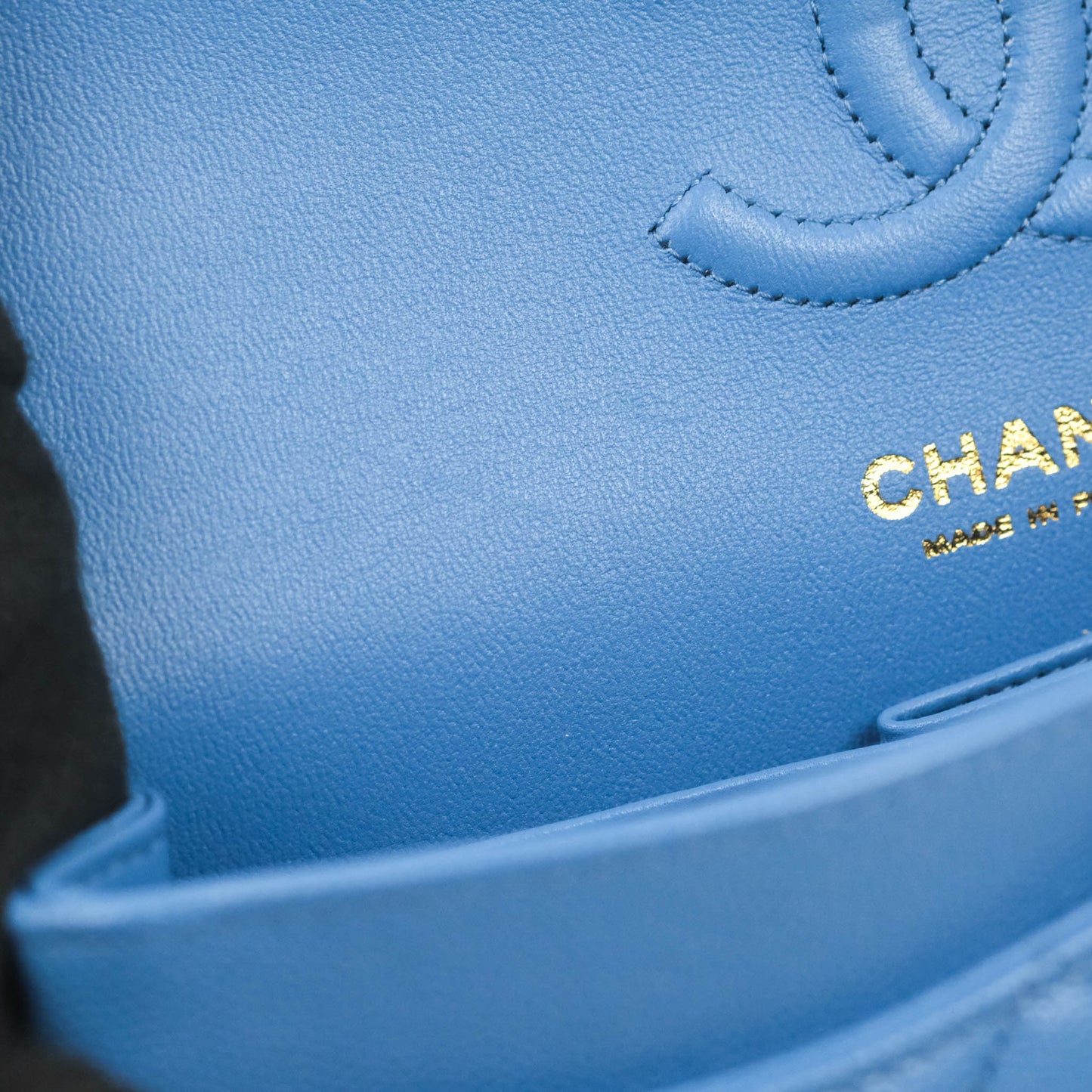 Chanel Small Classic Quilted Flap Blue Caviar Gold Hardware