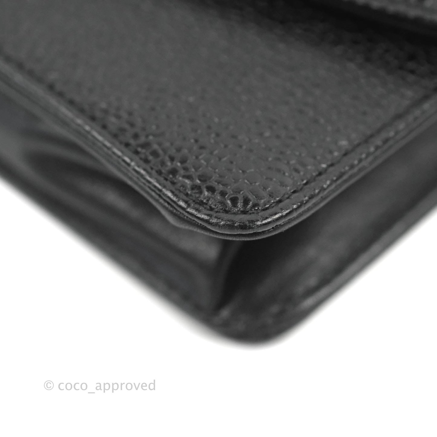 Chanel Vintage CC Wallet on Chain WOC Black Caviar Gold Hardware