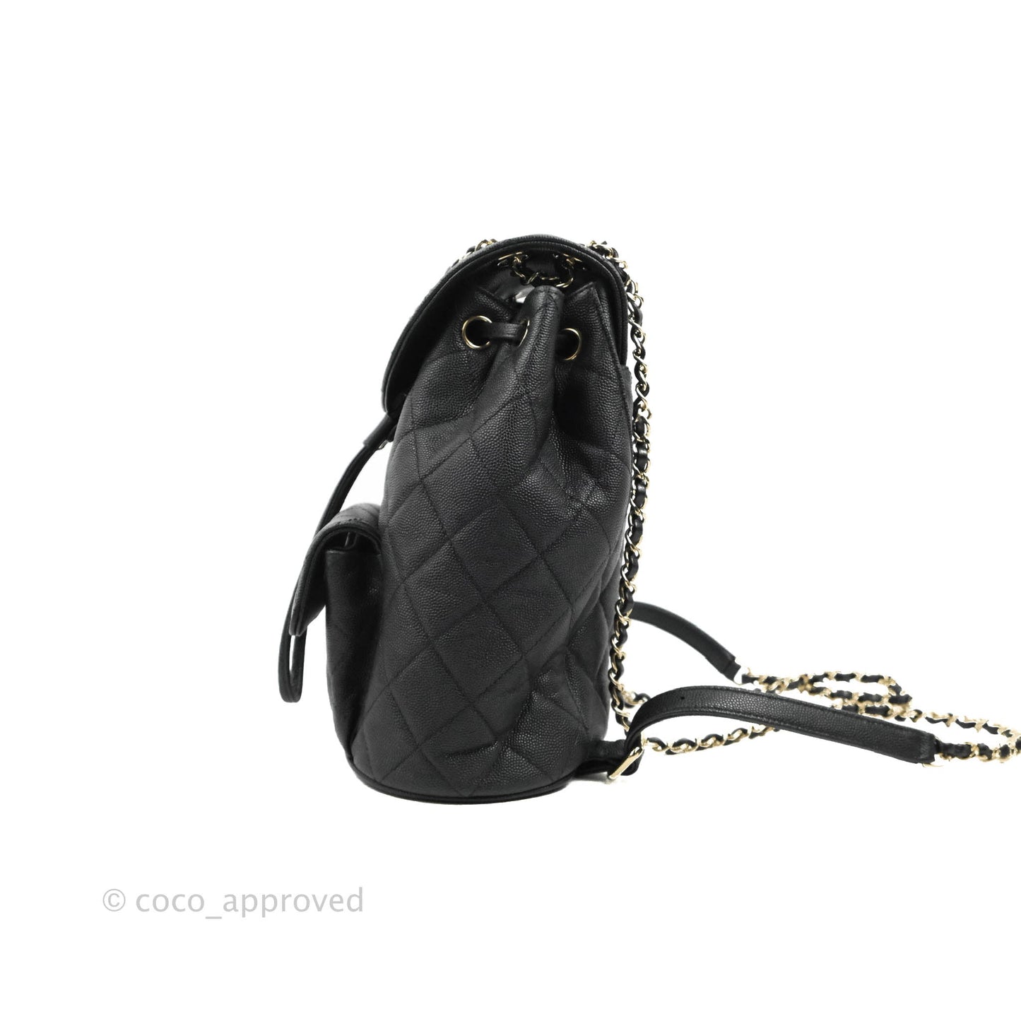 Chanel Quilted Black Caviar Duma Backpack Bag Gold Hardware
