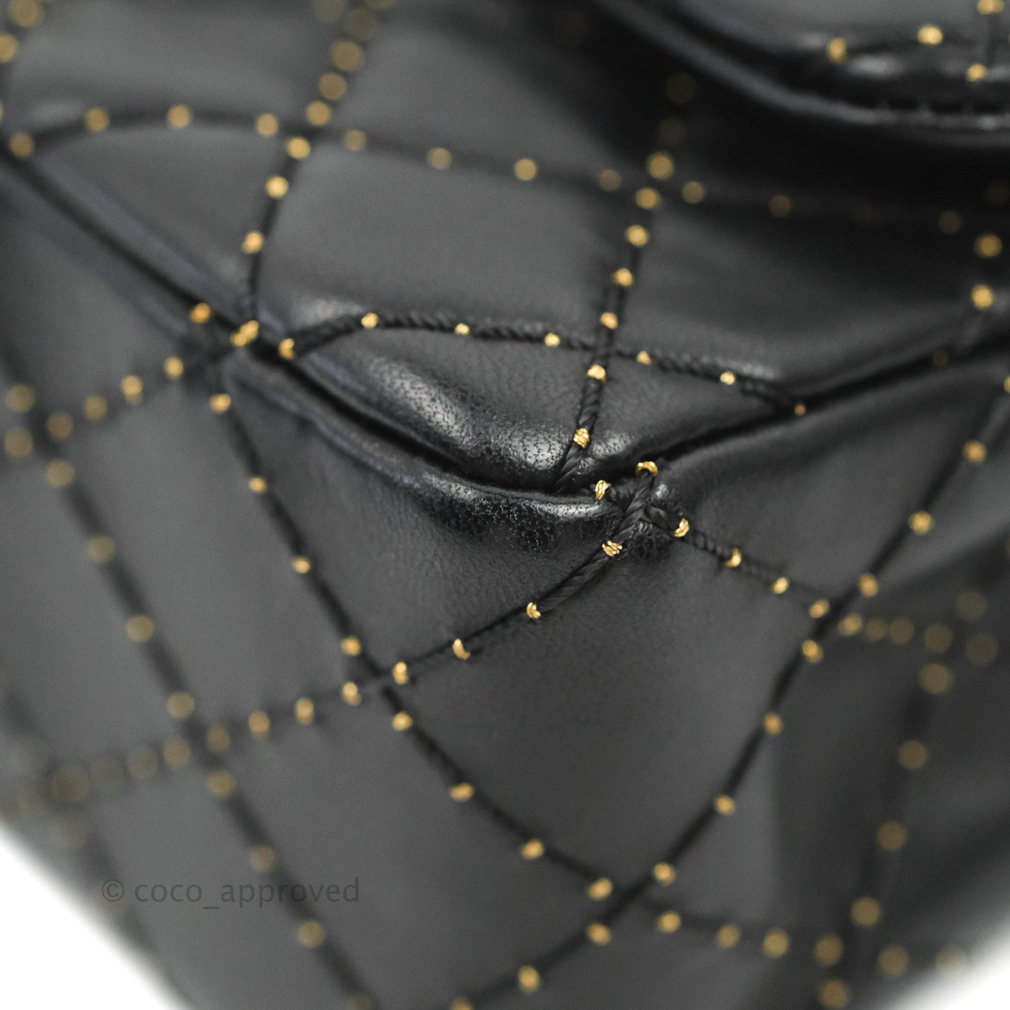 Chanel Quilted Stitched Flap Bag Lambskin Black Aged Gold Hardware 15A