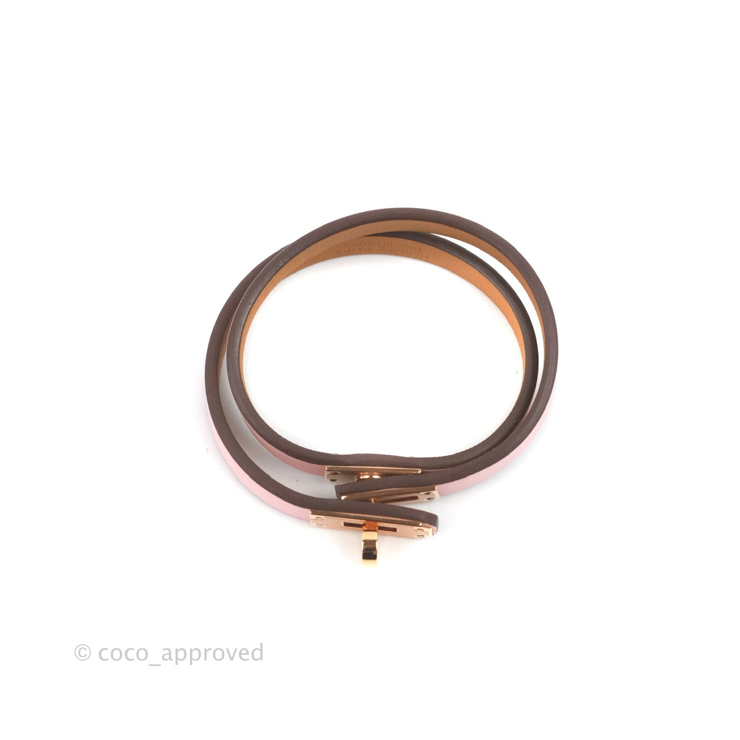 Hermès Kelly Double Tour Bracelet Rose Swift Gold Hardware
