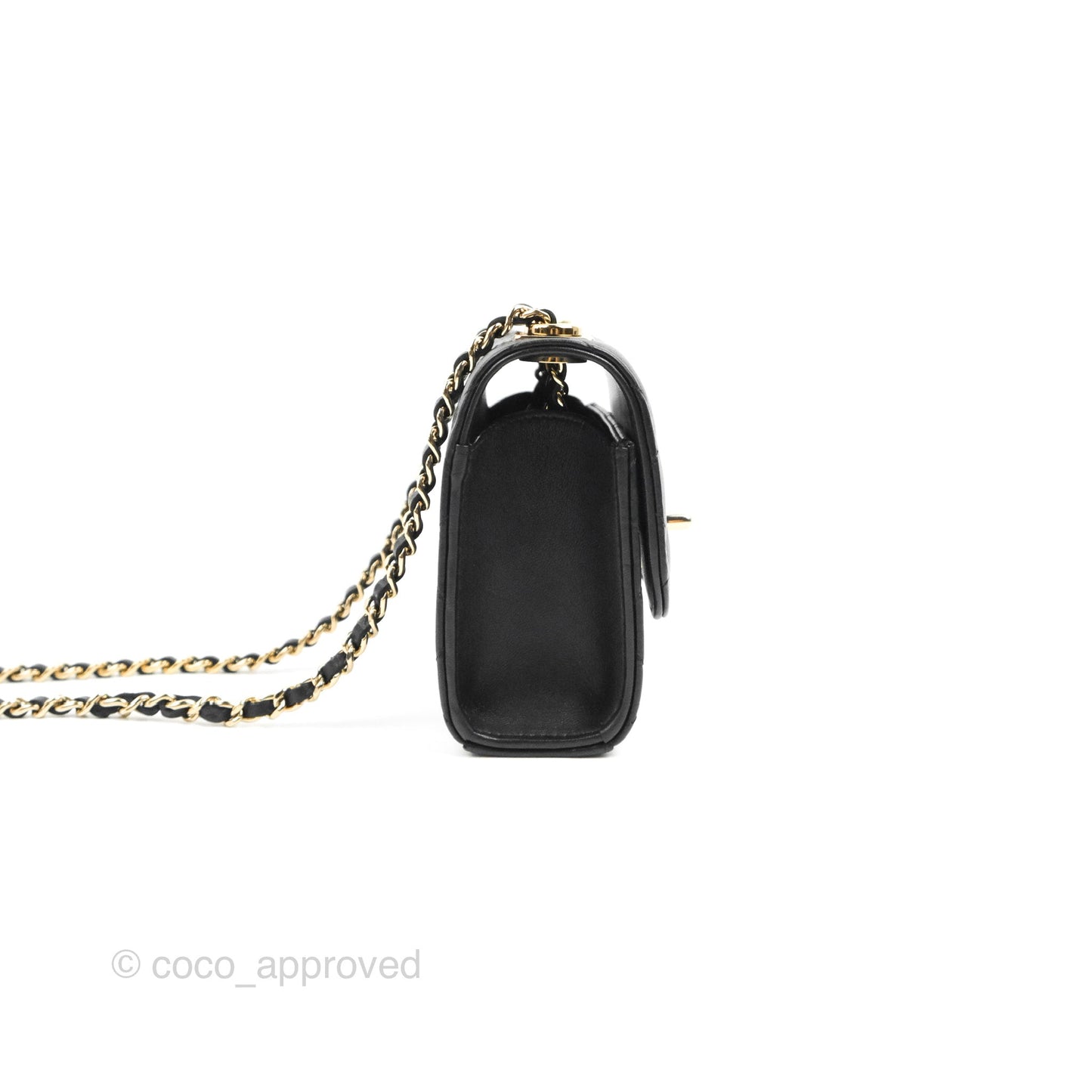 Chanel Mini Quilted Trendy CC Clutch With Chain Black Lambskin Gold Hardware
