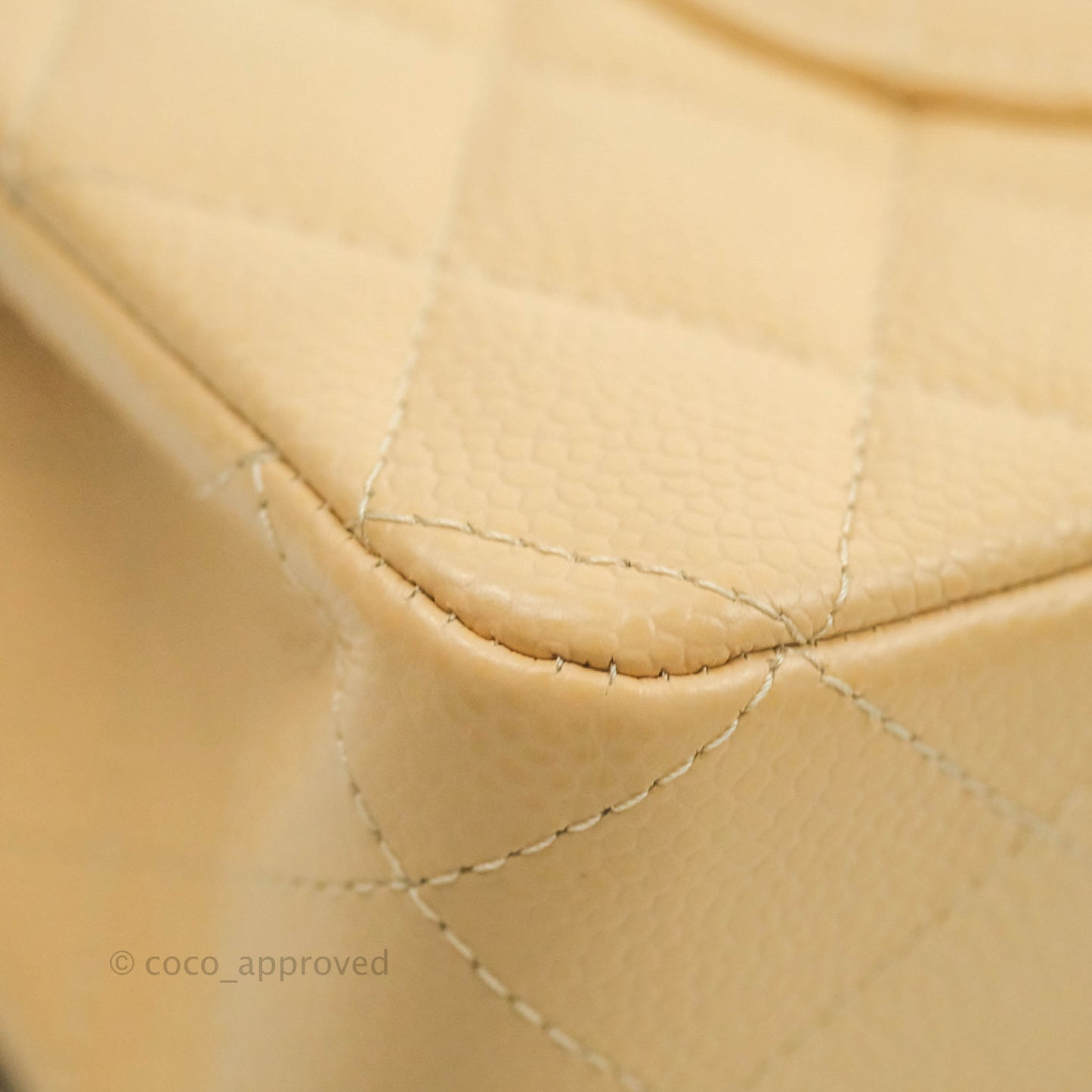 Chanel Quilted Classic M/L Medium Flap Beige Caviar Gold Hardware