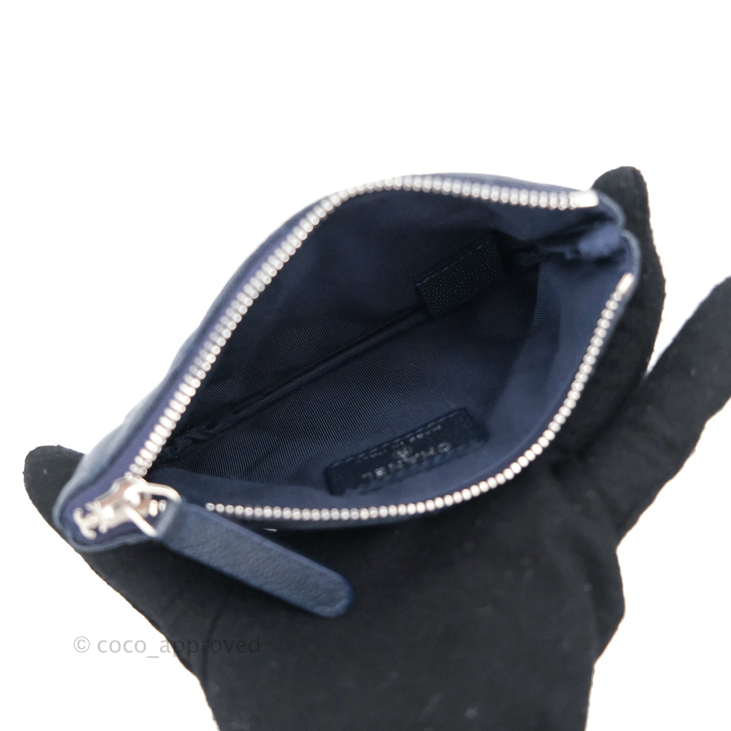 Chanel Quilted Mini O Case Navy Caviar Silver Hardware