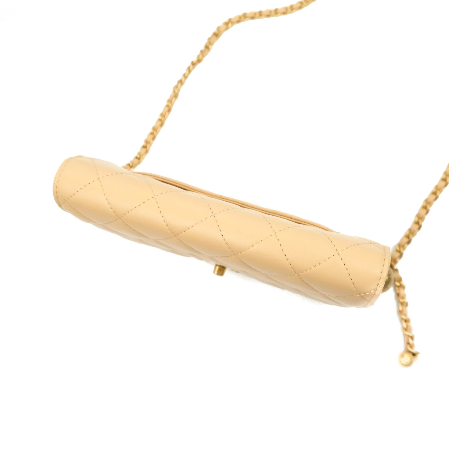 Chanel Quilted Pearl Crush Wallet on Chain WOC Beige Lambskin Aged Gold Hardware