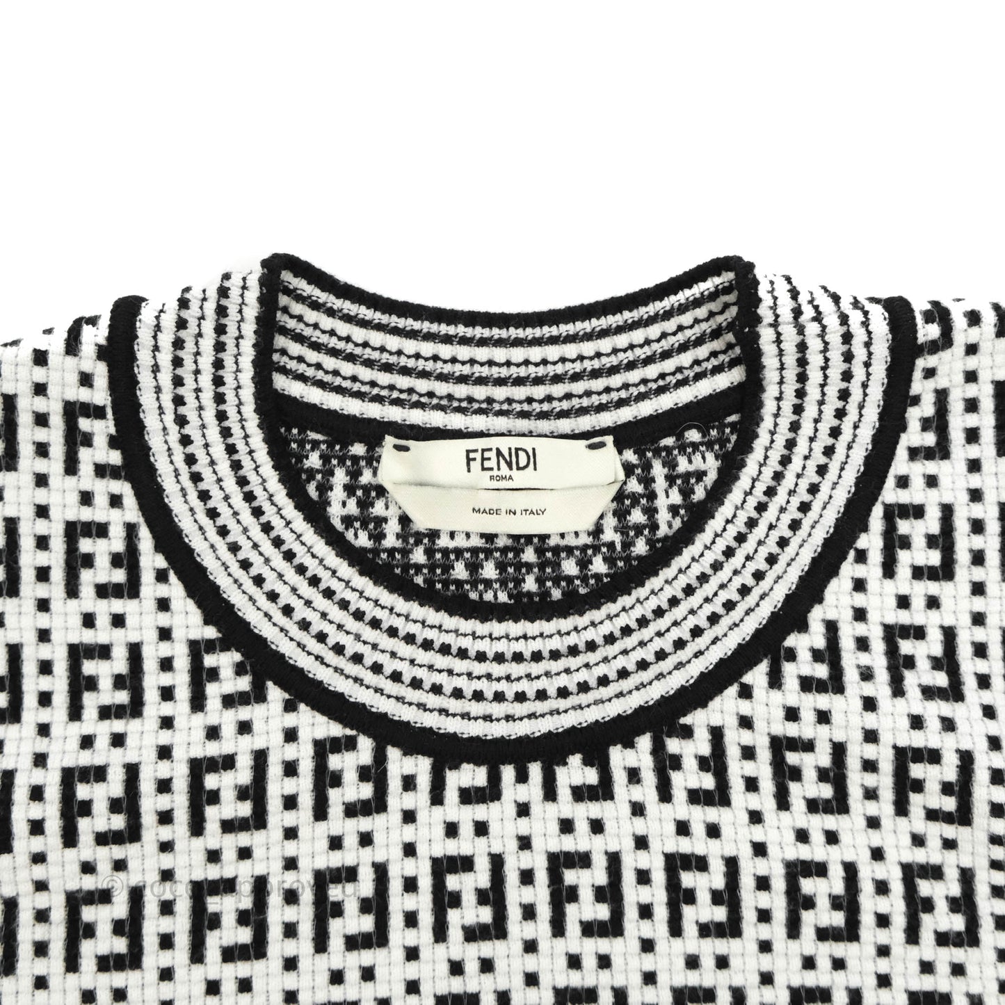 Fendi FF Pattern Woven White Top