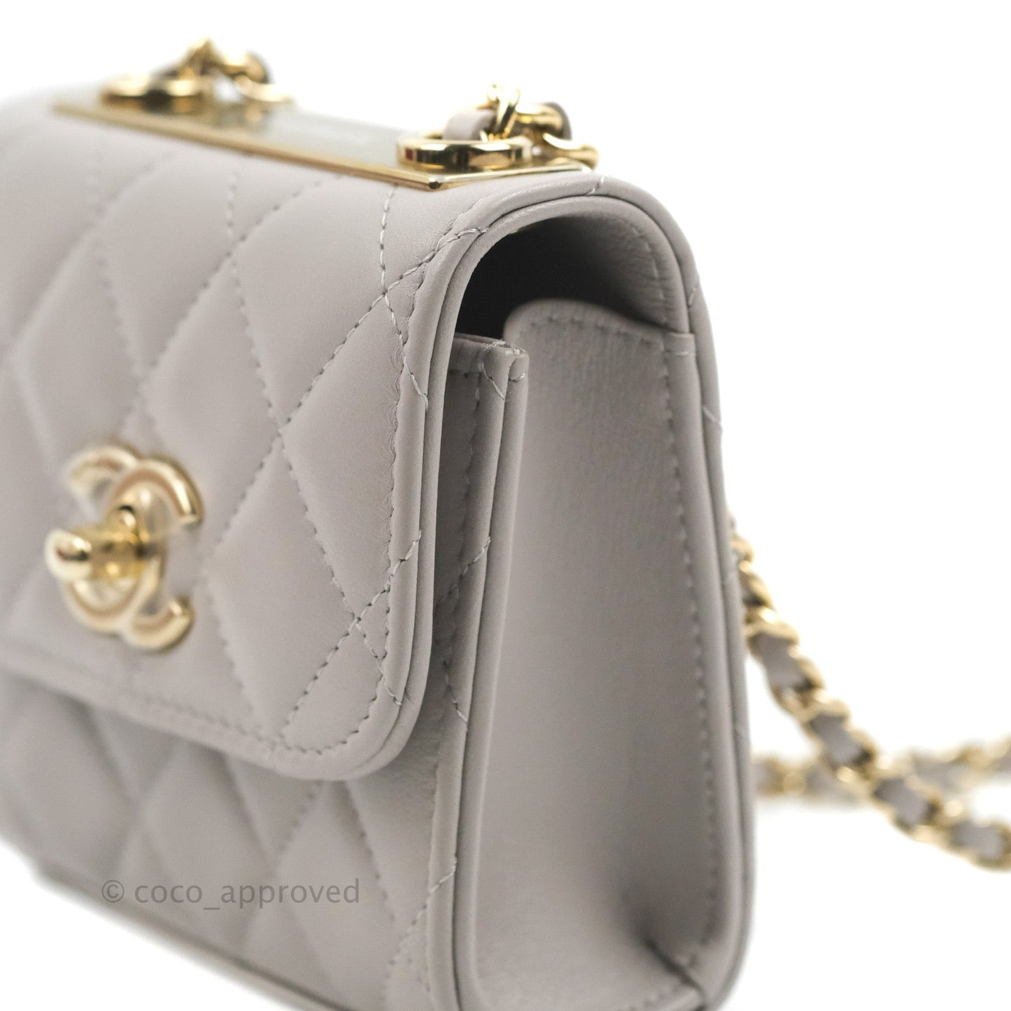 Chanel Mini Quilted Trendy CC Clutch With Chain Grey Lambskin Gold Hardware