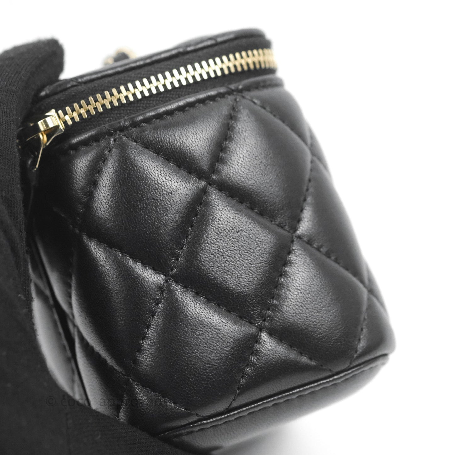 Chanel Mini Vanity With Chain Black Lambskin Gold Hardware