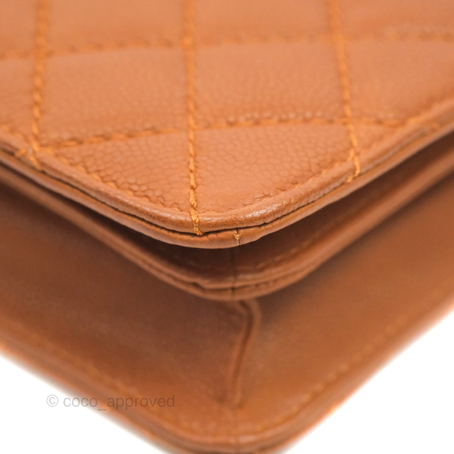 Chanel Flap Bag Quilted Caramel Brown Caviar Ruthenium Hardware