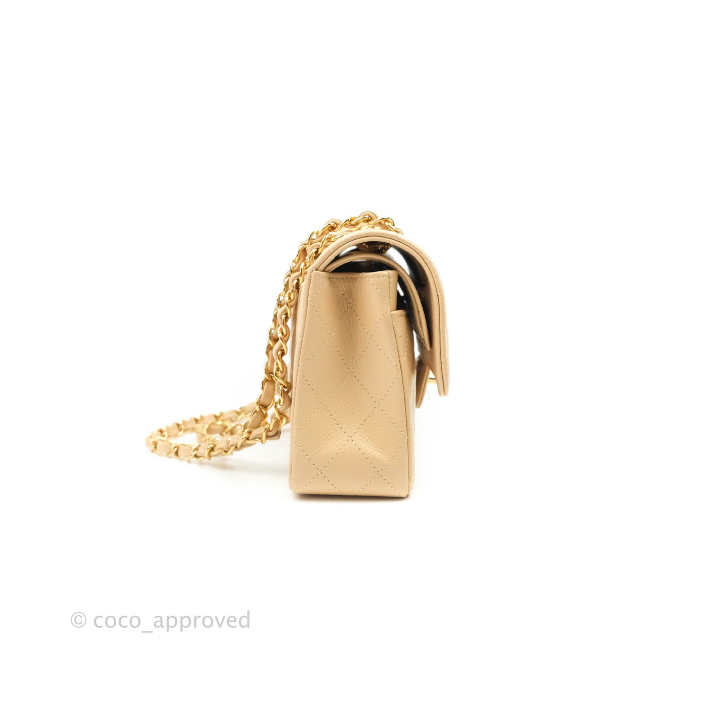 Chanel Classic Small S/M Flap Beige Caviar Gold Hardware