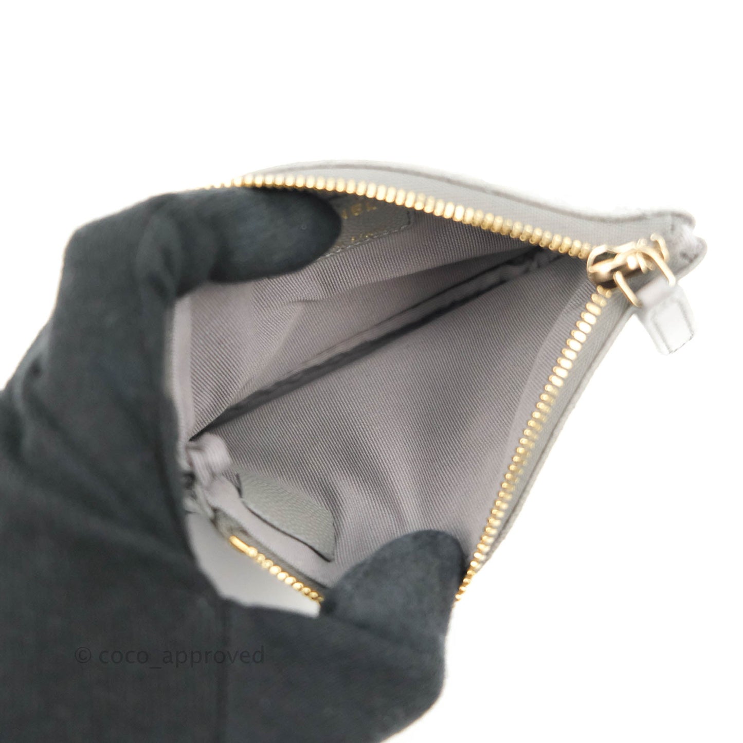 Chanel Quilted Mini O Case Grey Caviar Silver Hardware