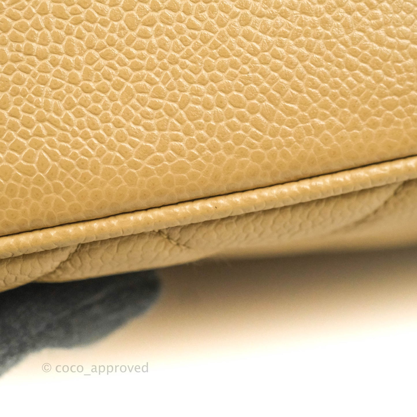 Chanel Vintage CC Quilted Tote Dark Beige Caviar 24K Gold Hardware