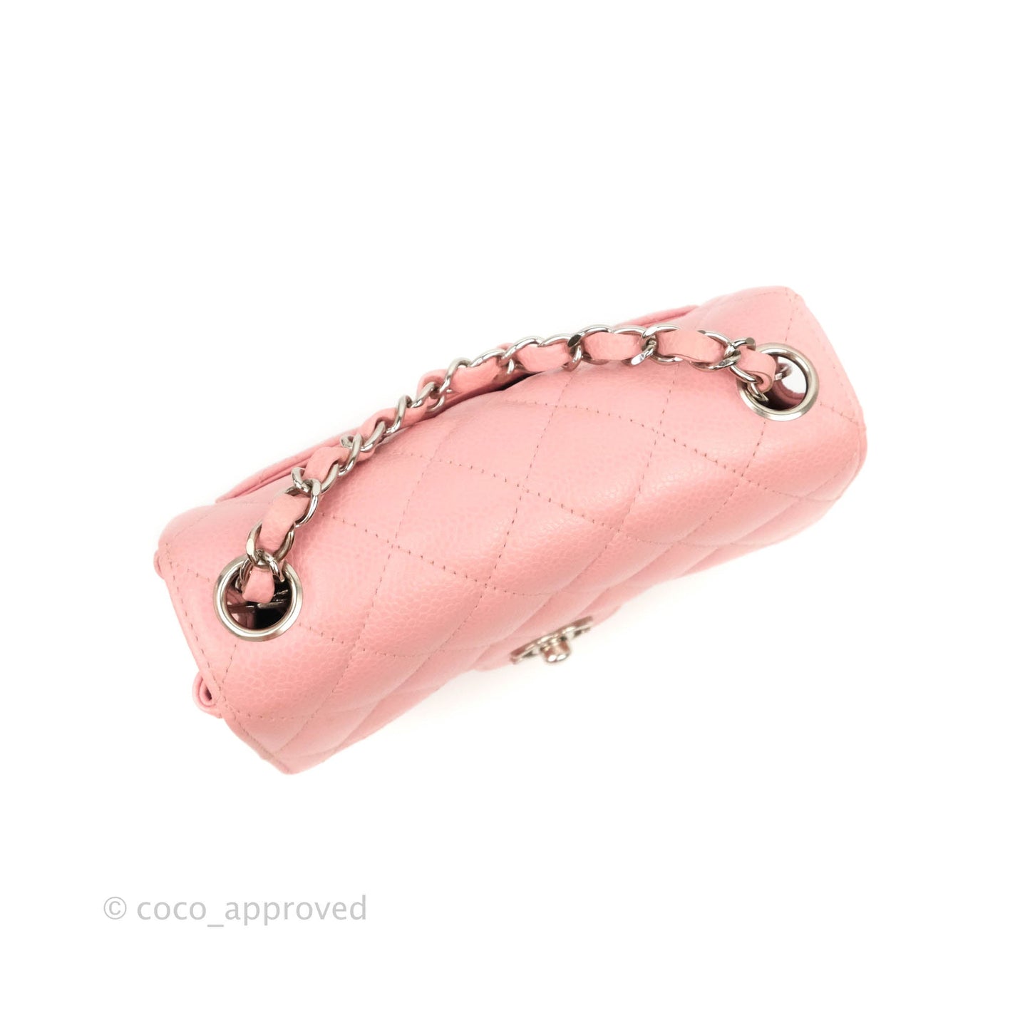 Chanel Quilted Vintage Mini Square Flap Pink Caviar Silver Hardware