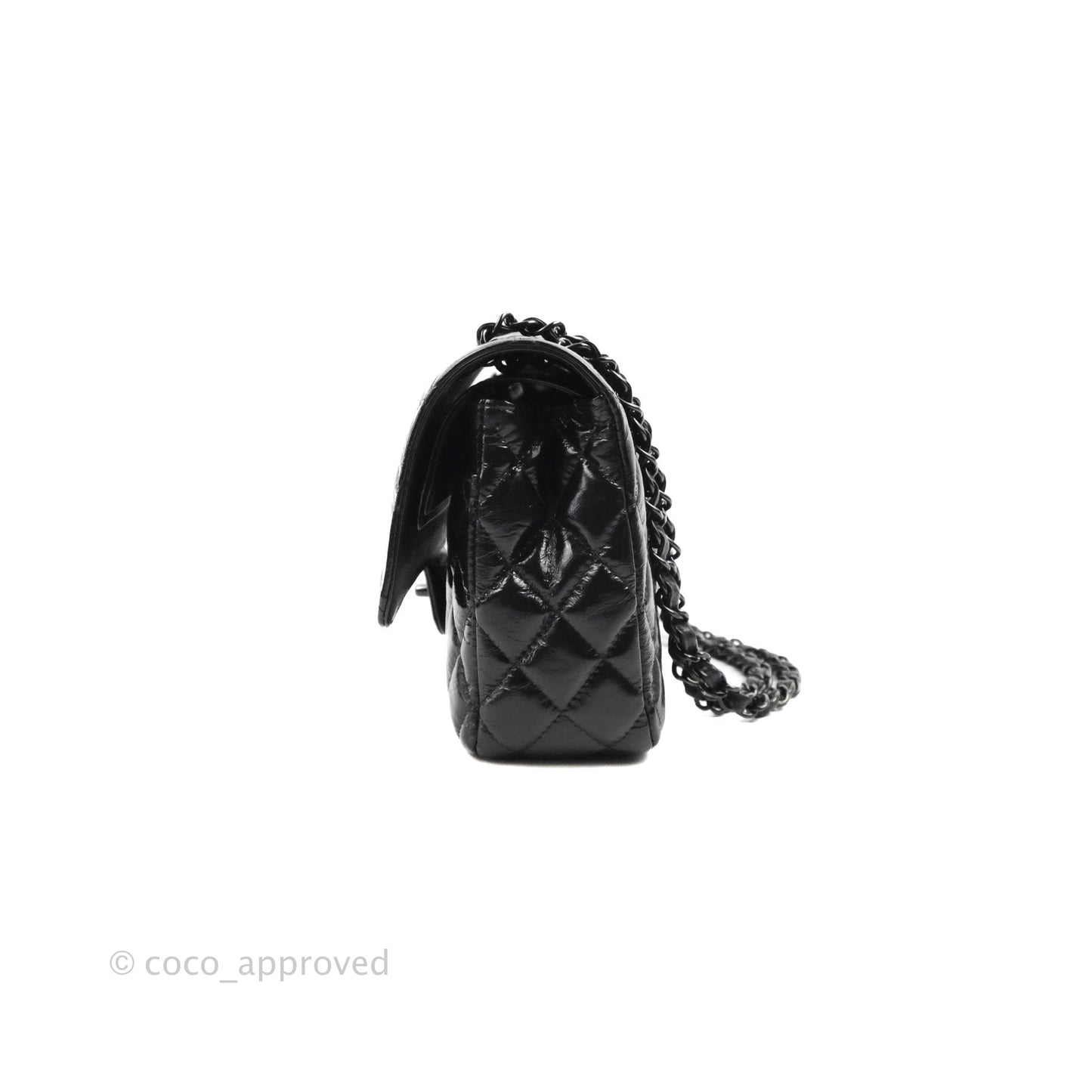 Chanel M/L Medium Classic Quilted Flap So Black Shiny Crumpled Calfskin