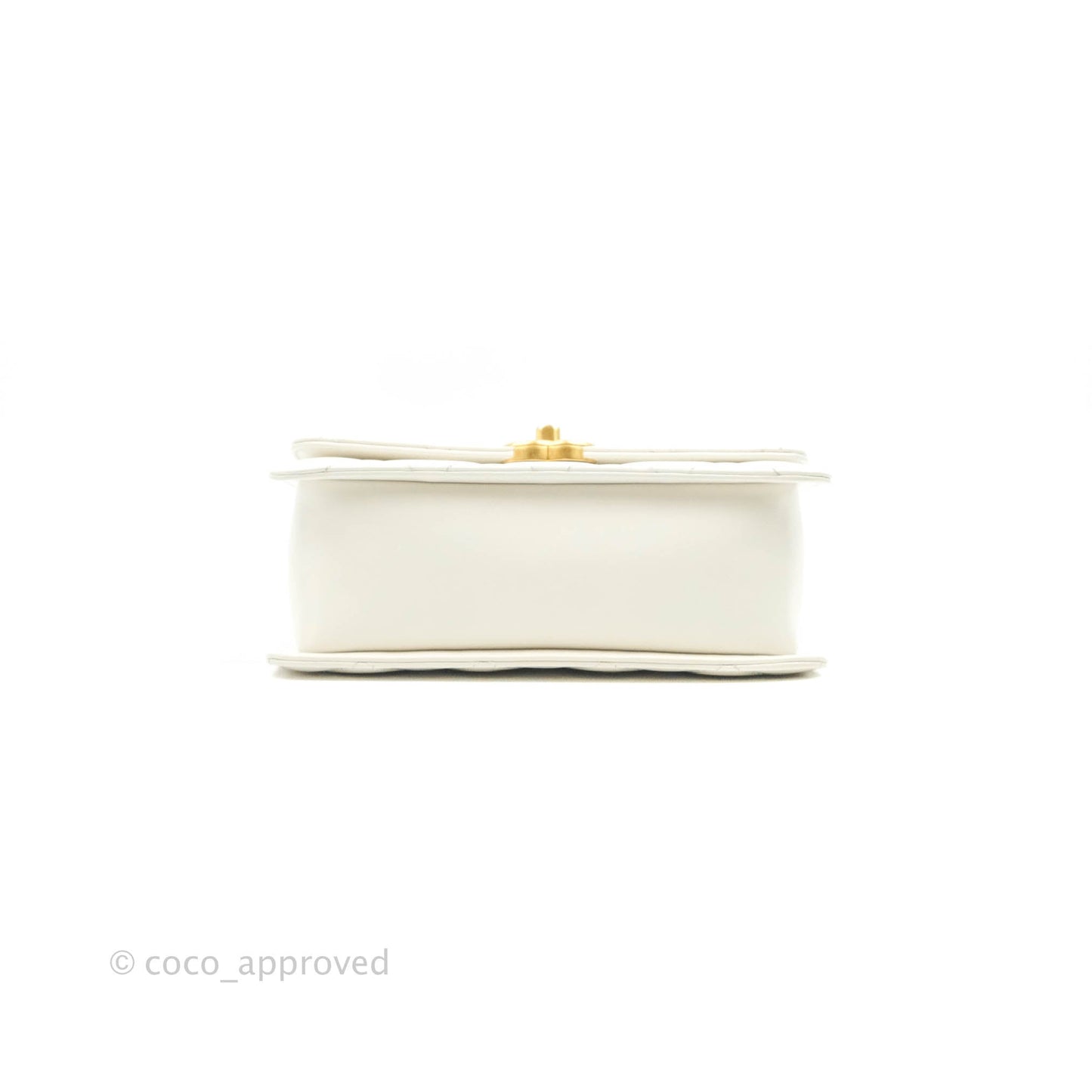 Chanel Quilted Mini Perfect Fit Adjustable White Calfskin Aged Gold Hardware