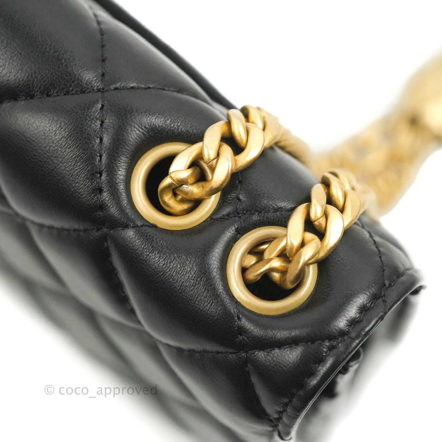 Chanel Quilted Wallet on Chain WOC Adjustable Chain Black Lambskin Aged Gold Hardware 22K