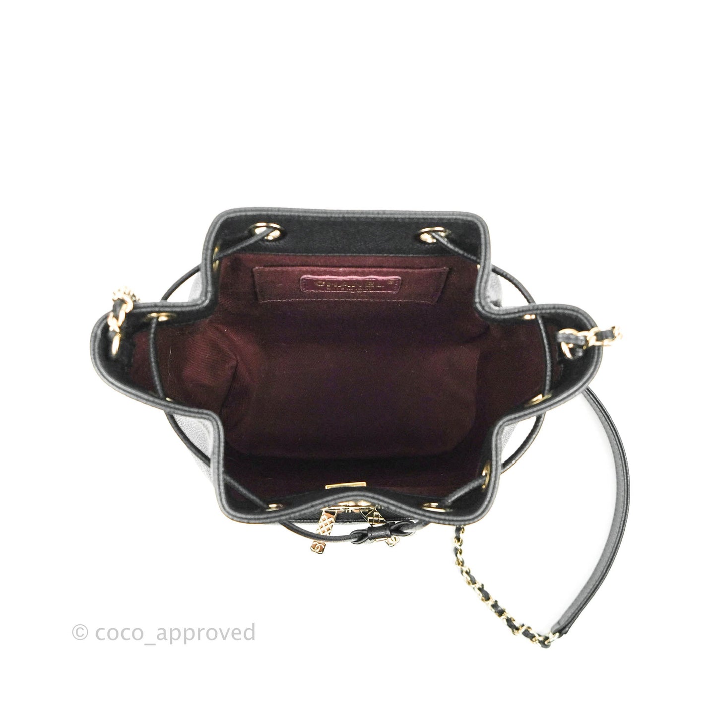 Chanel Business Affinity Drawstring Bucket Bag Black Caviar Gold Hardware 21P